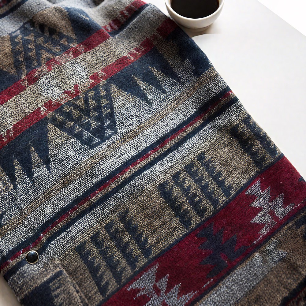 ウール混紡ナバホ柄先染めジャカード長袖シャツ