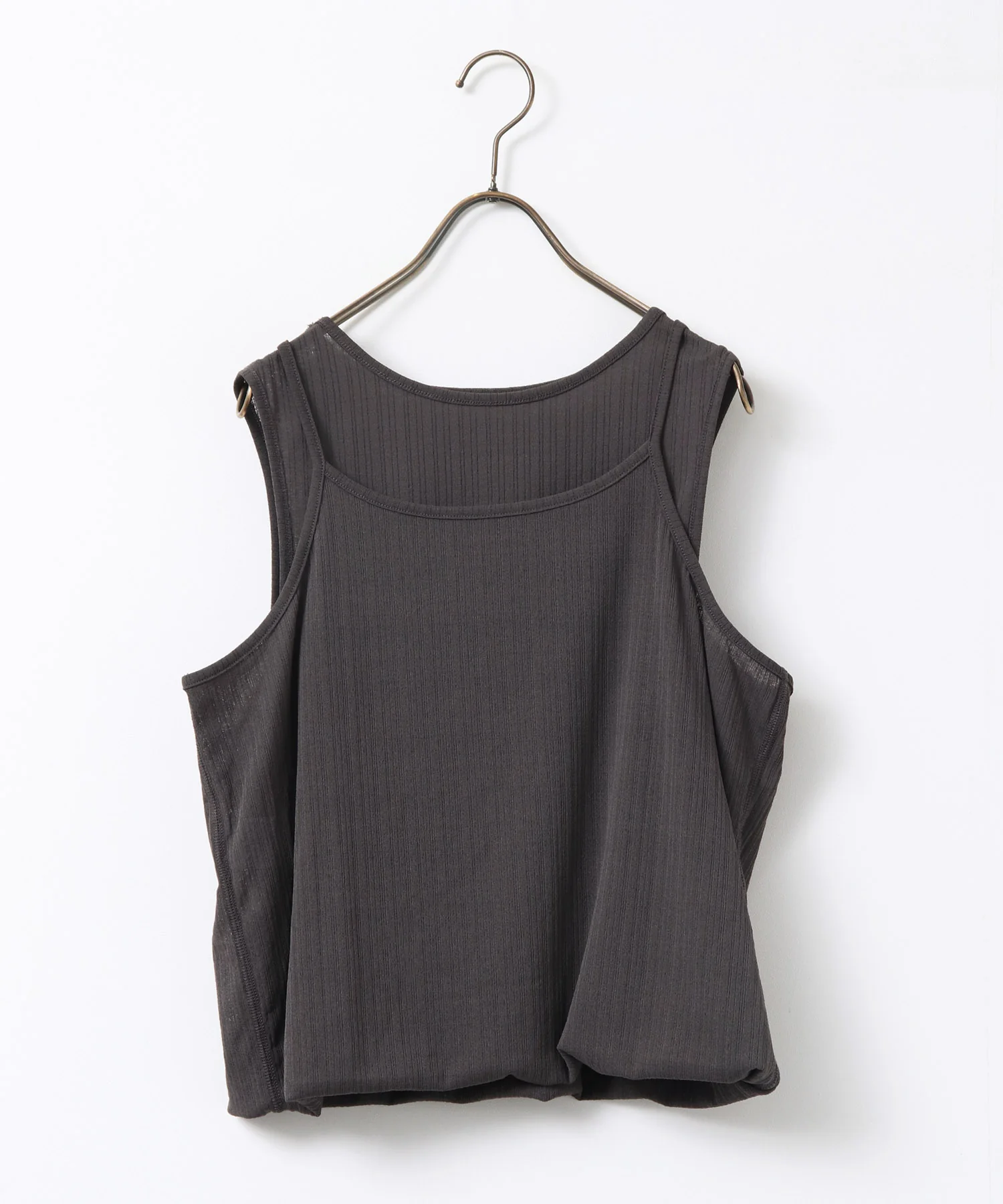 ランダムリブ シアータンクトップ