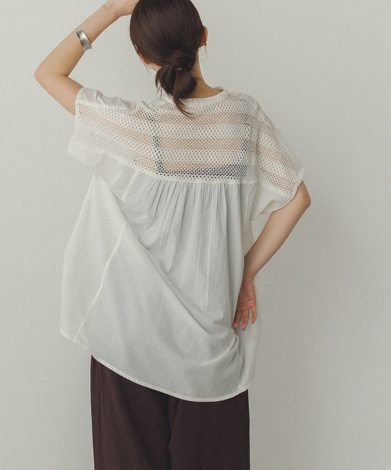 ピンタック レースシャツ