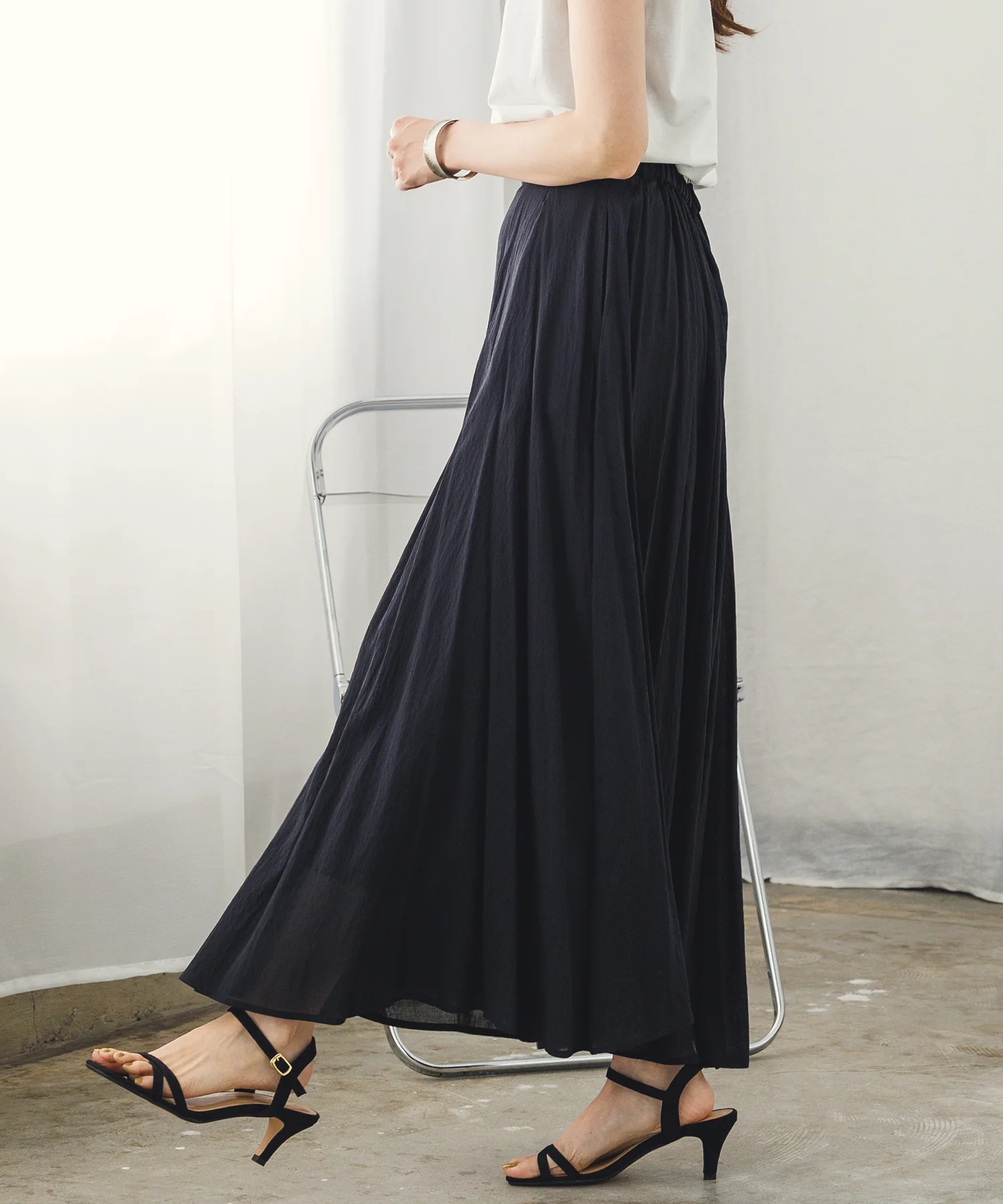 【新色追加】ハイツイストシアー マキシフレアスカート