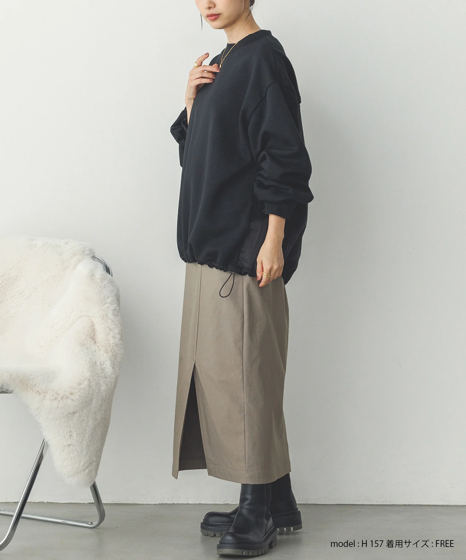 バックシアー 裏起毛バルーンスウェット