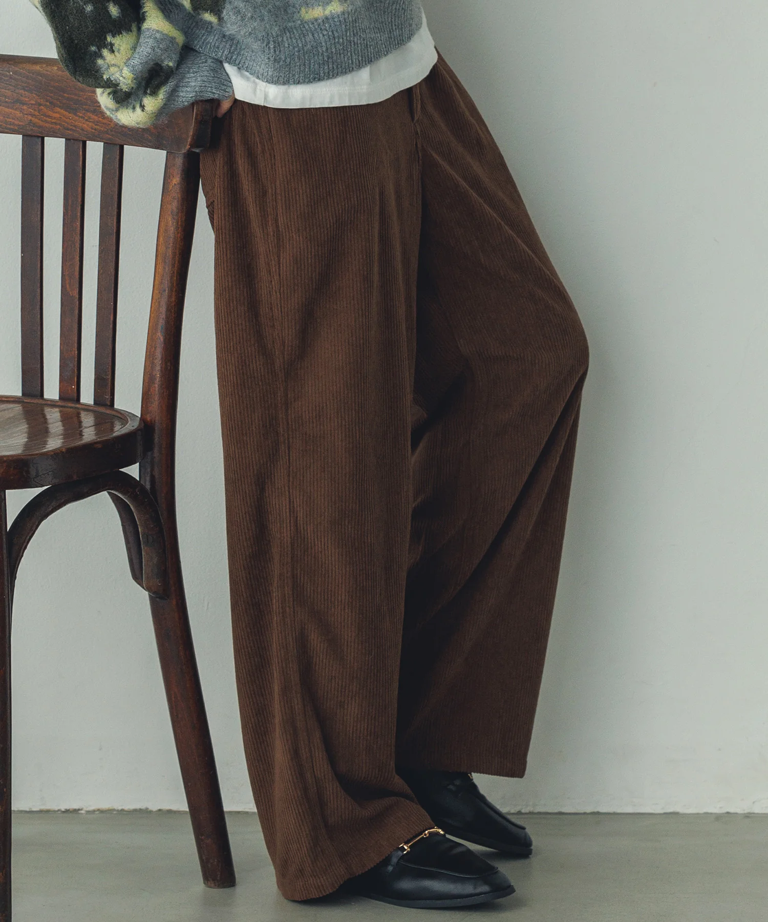 コーデュロイ ワイドストレートパンツ