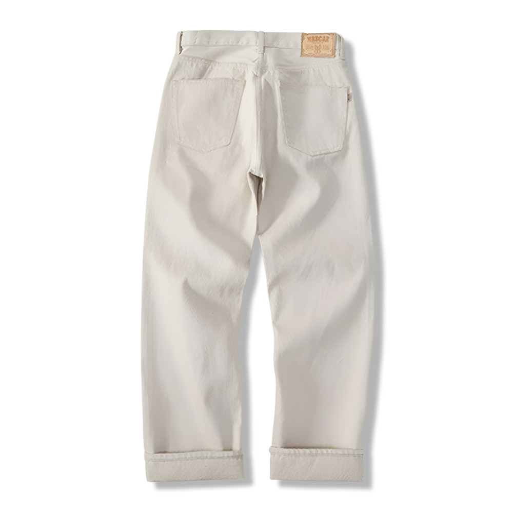 コットンシェル生成り│赤耳ホワイトデニムパンツ