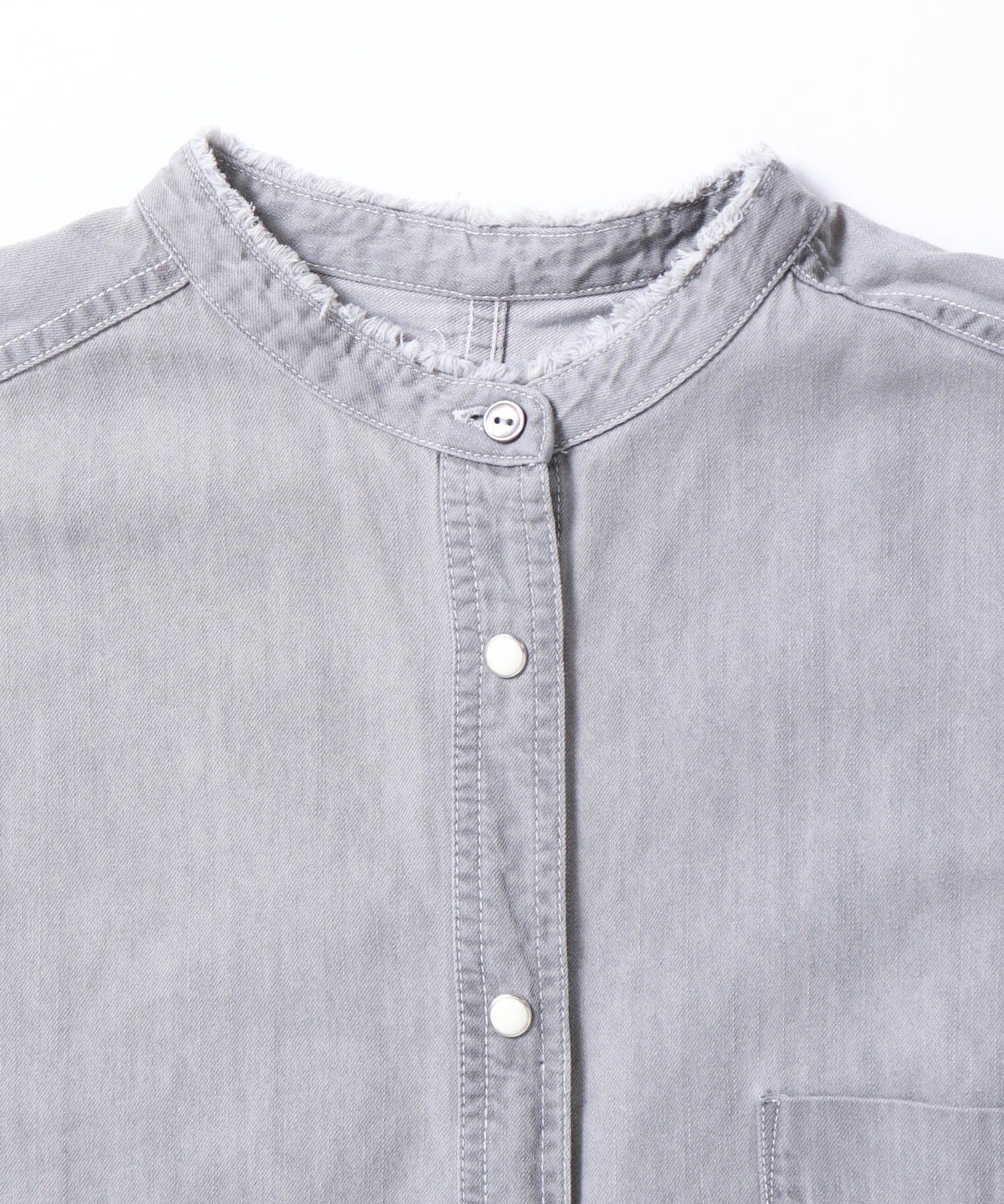 【WEB限定/別注】ライトオンス デニム バンドカラー オーバーサイズシャツ