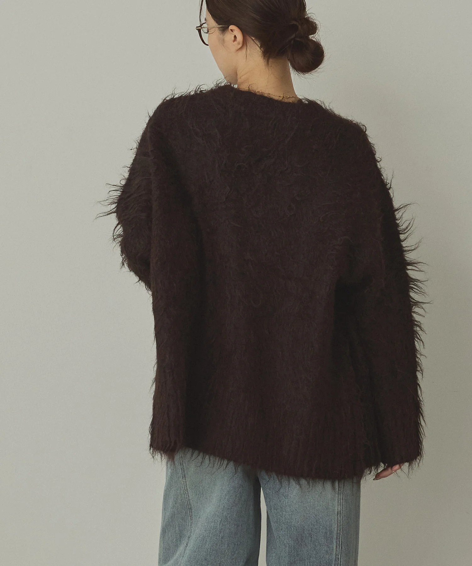 起毛シャギー ニットカーディガン