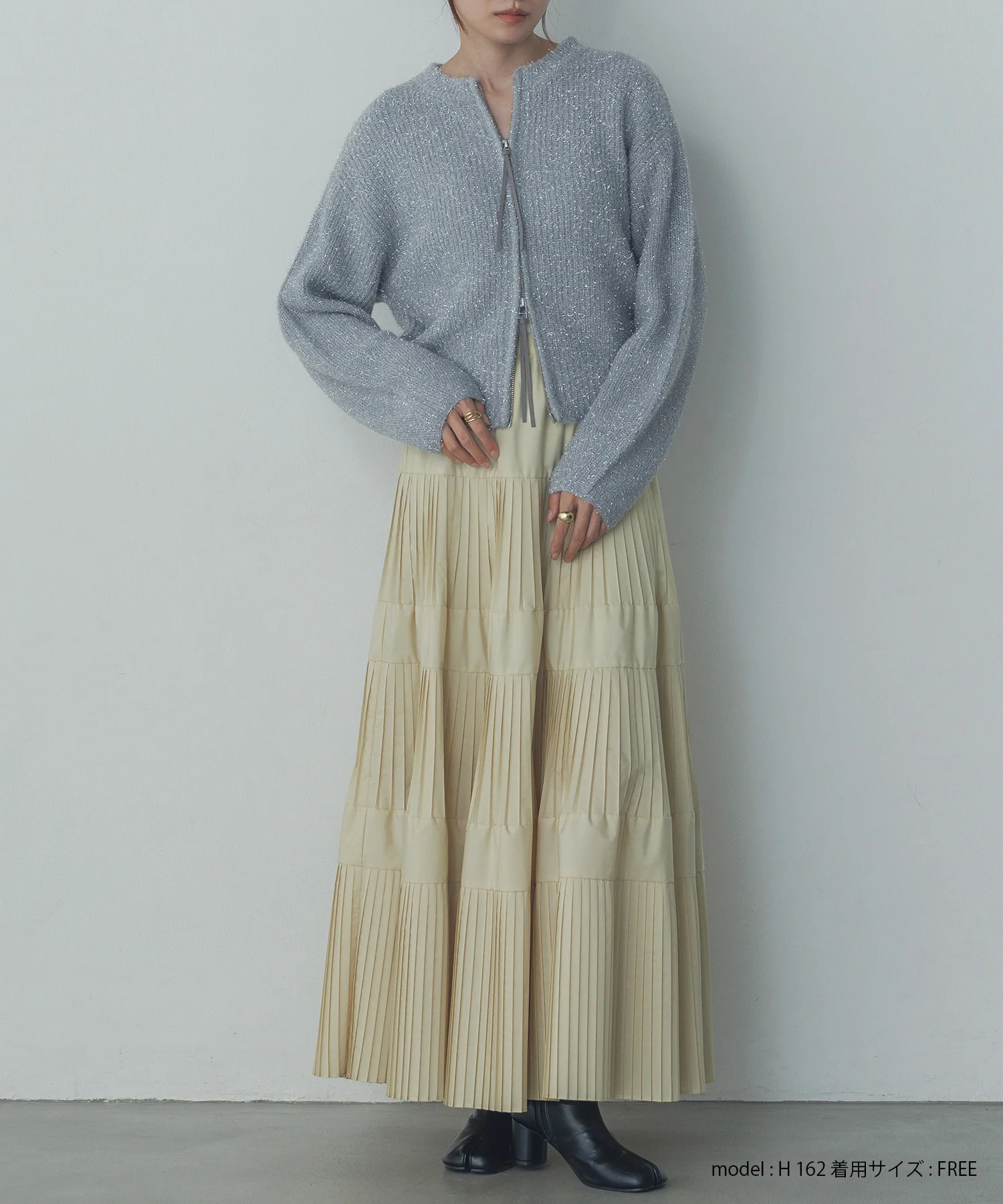 ラメフェザーニット Wジップブルゾン