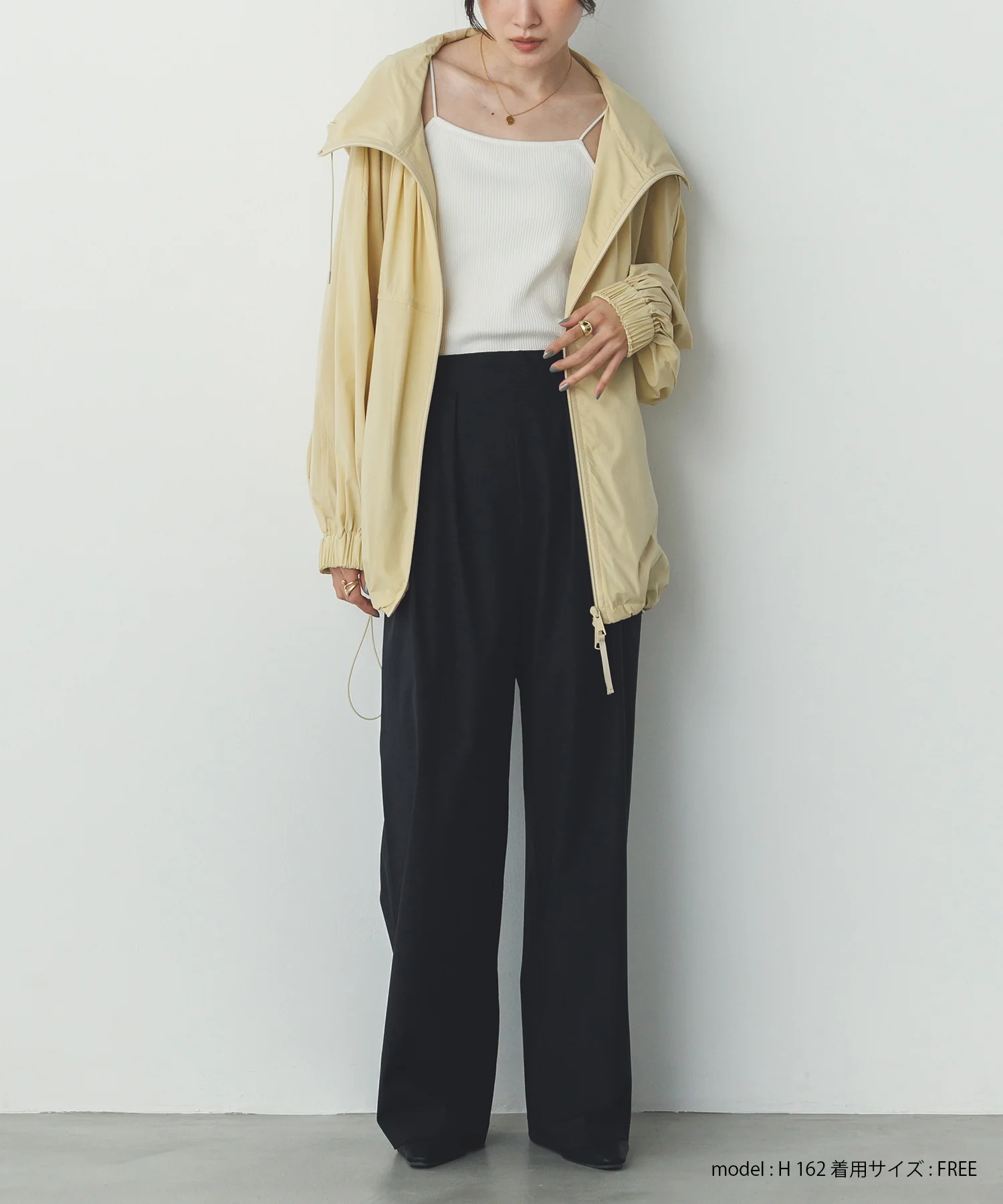 【接触冷感】フード付 ギャザーブルゾン