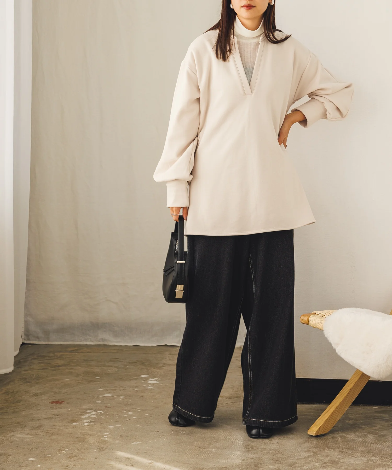 裏シャギーAライントップス