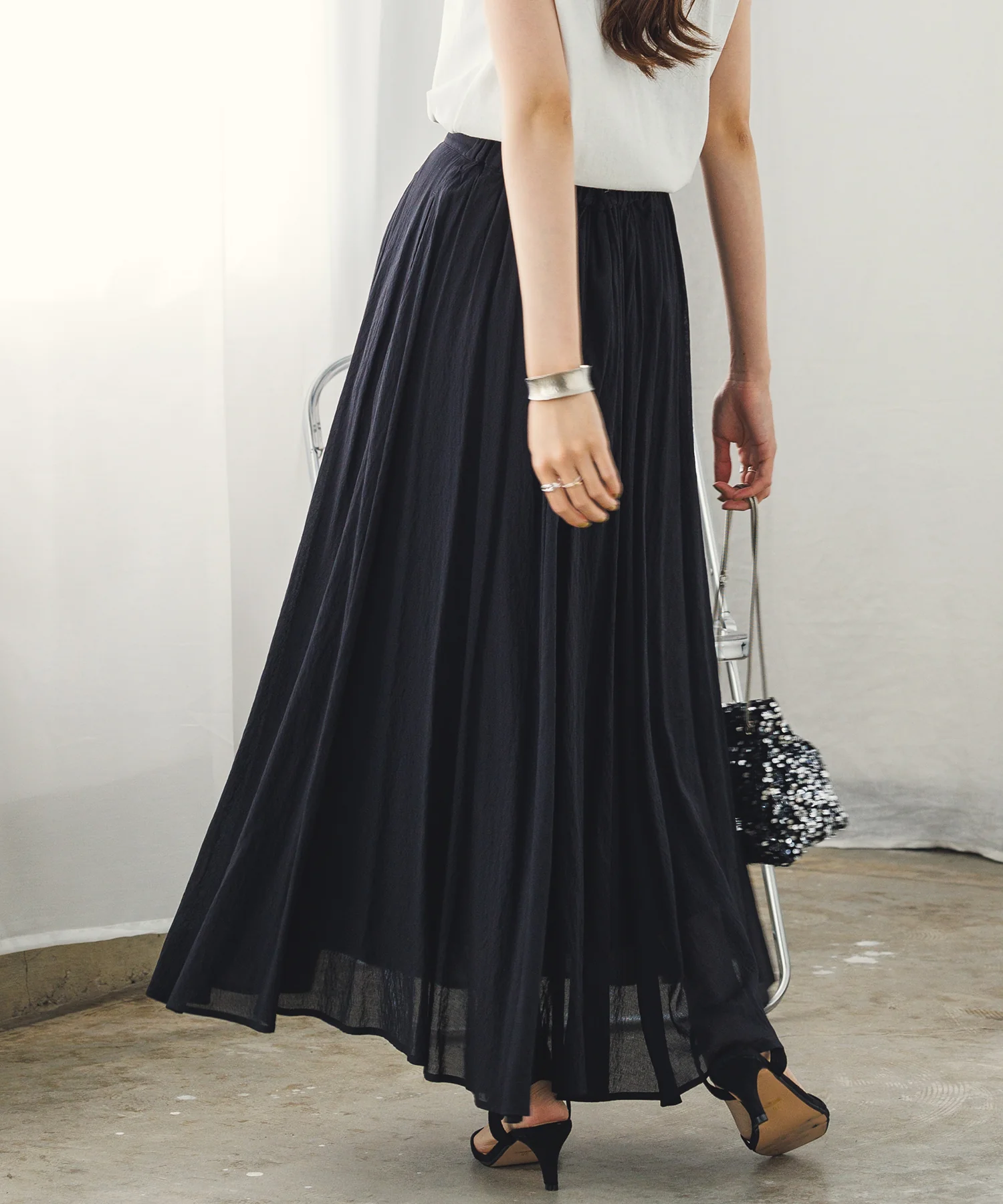 【新色追加】ハイツイストシアー マキシフレアスカート