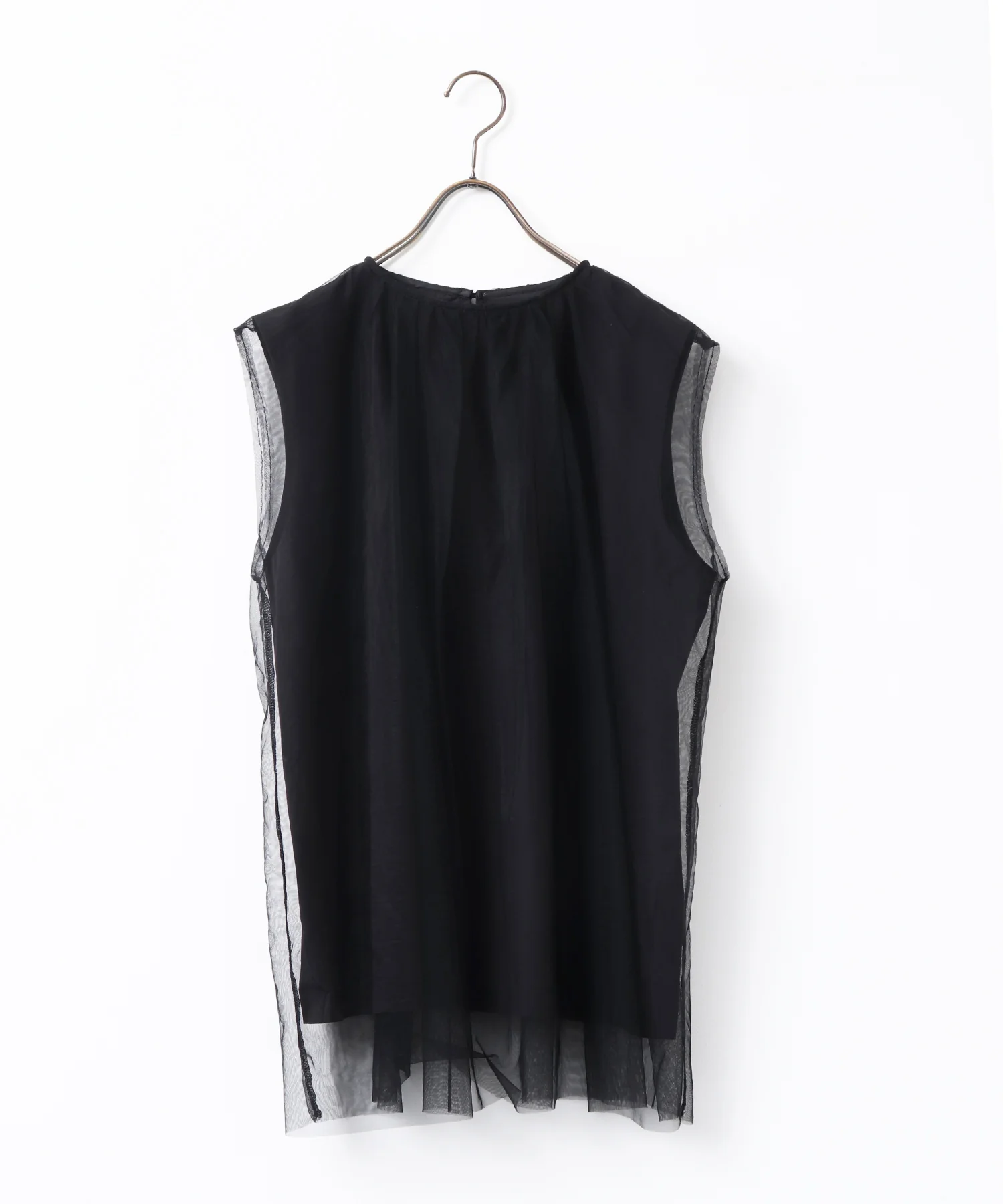 【接触冷感】チュールレイヤードトップス