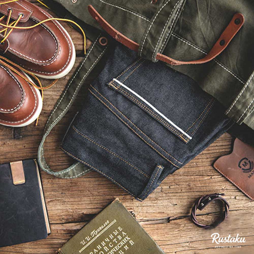 赤耳セルビッチ　13.8オンステーパードデニムパンツ