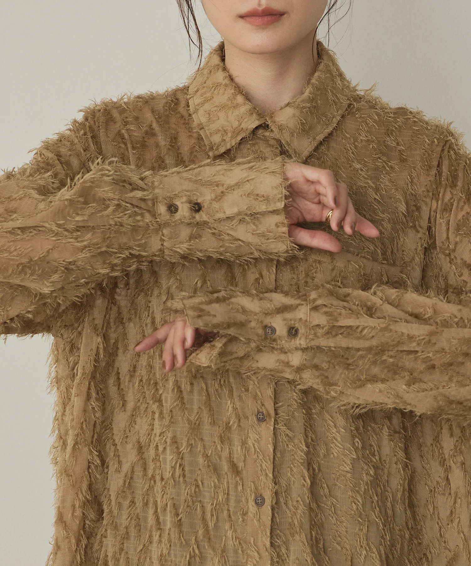 フェザーライク オーバーシアーシャツ