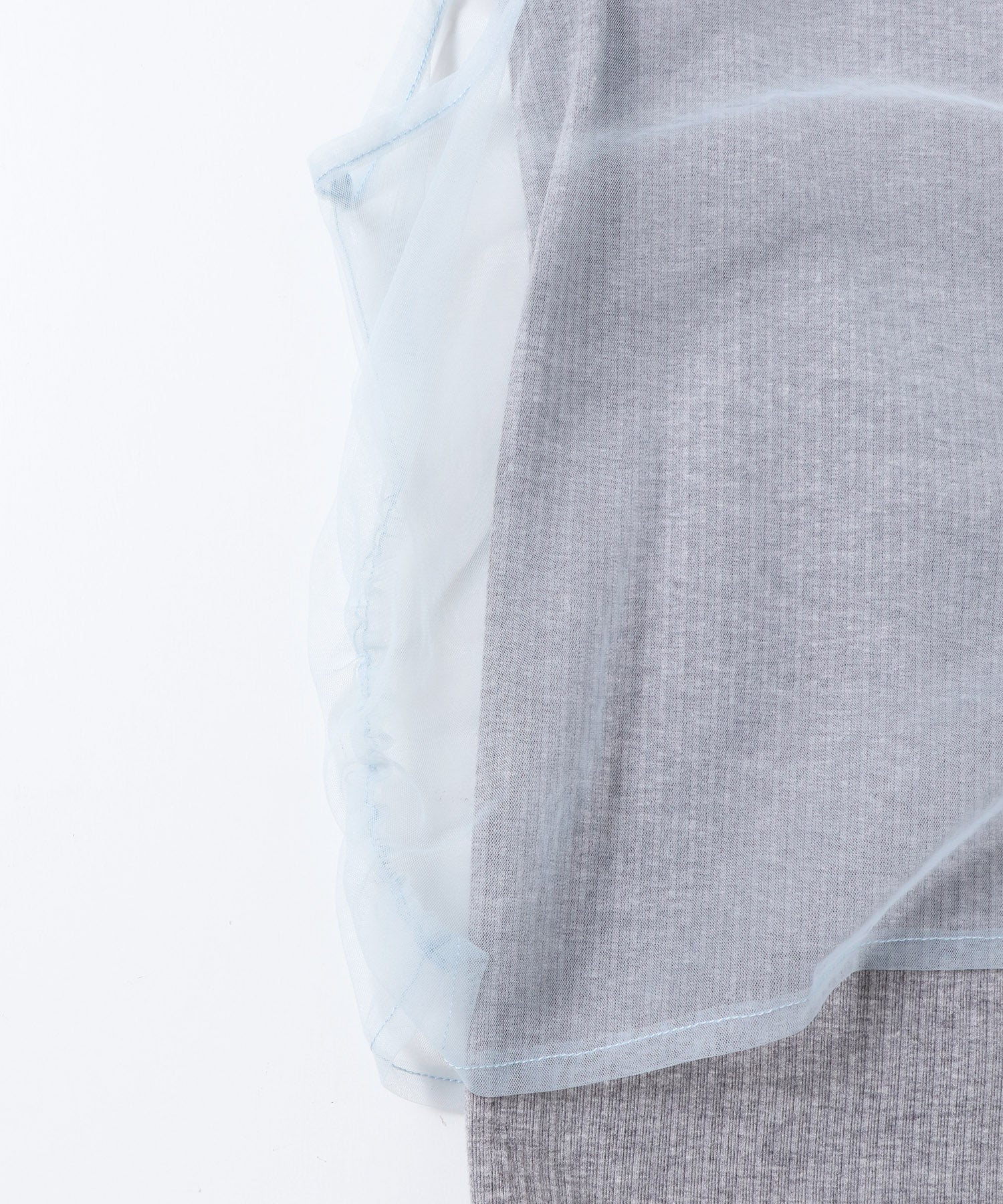 チュールレイヤード リブタンクトップ