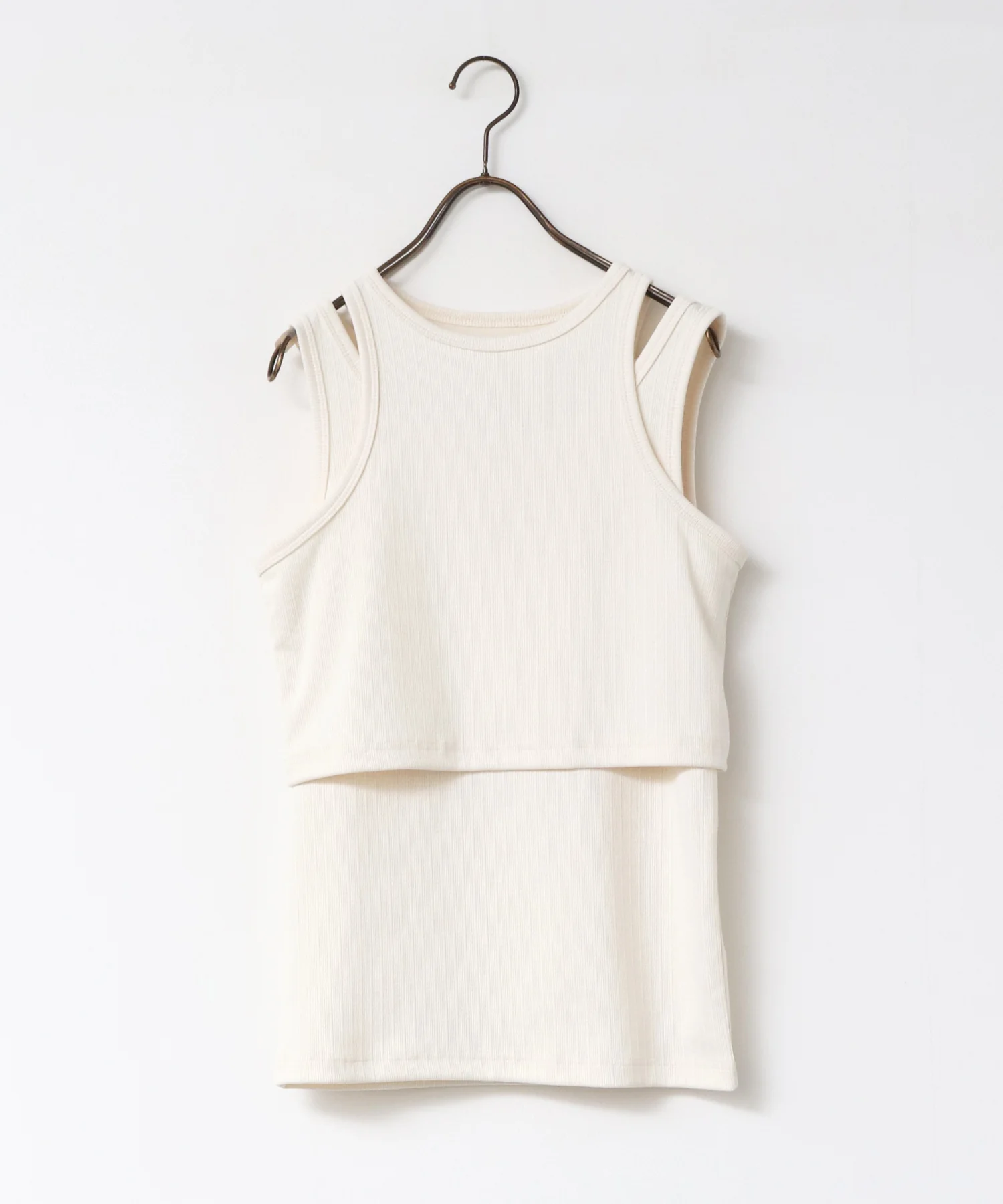 2枚重ね リブタンクトップ