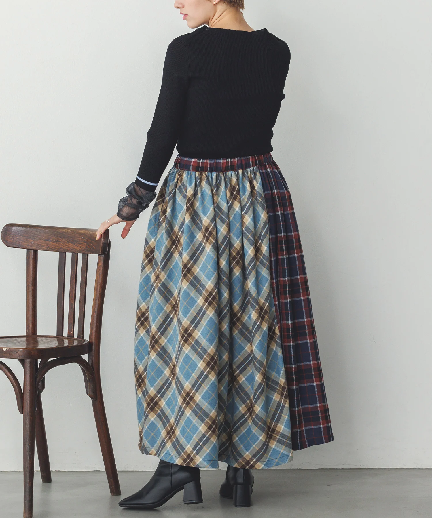 ネルチェックギャザースカート