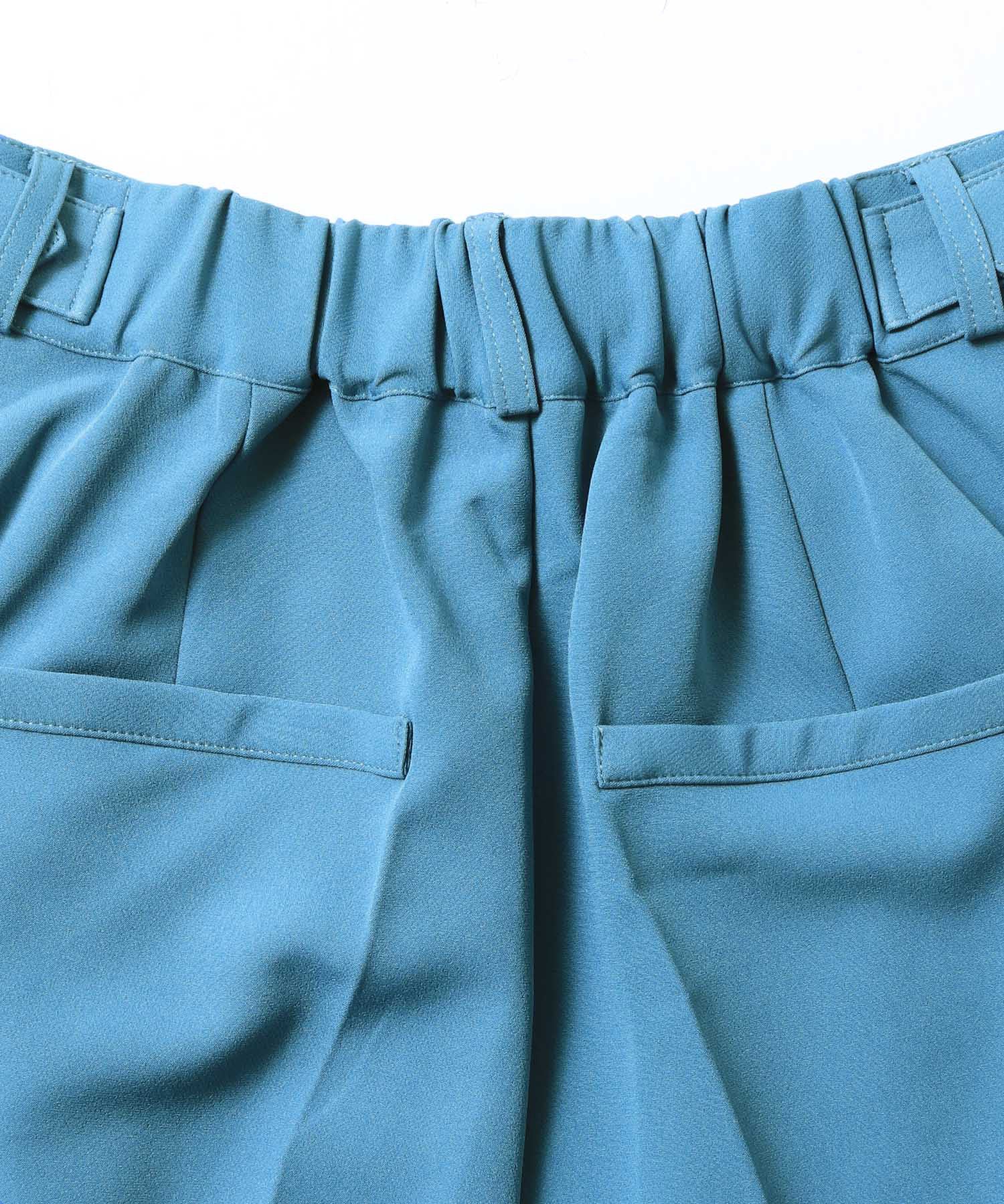 ひざ下丈バミューダパンツ | オールシーズン ストレッチ ウエストゴム ショートパンツ センタープレス