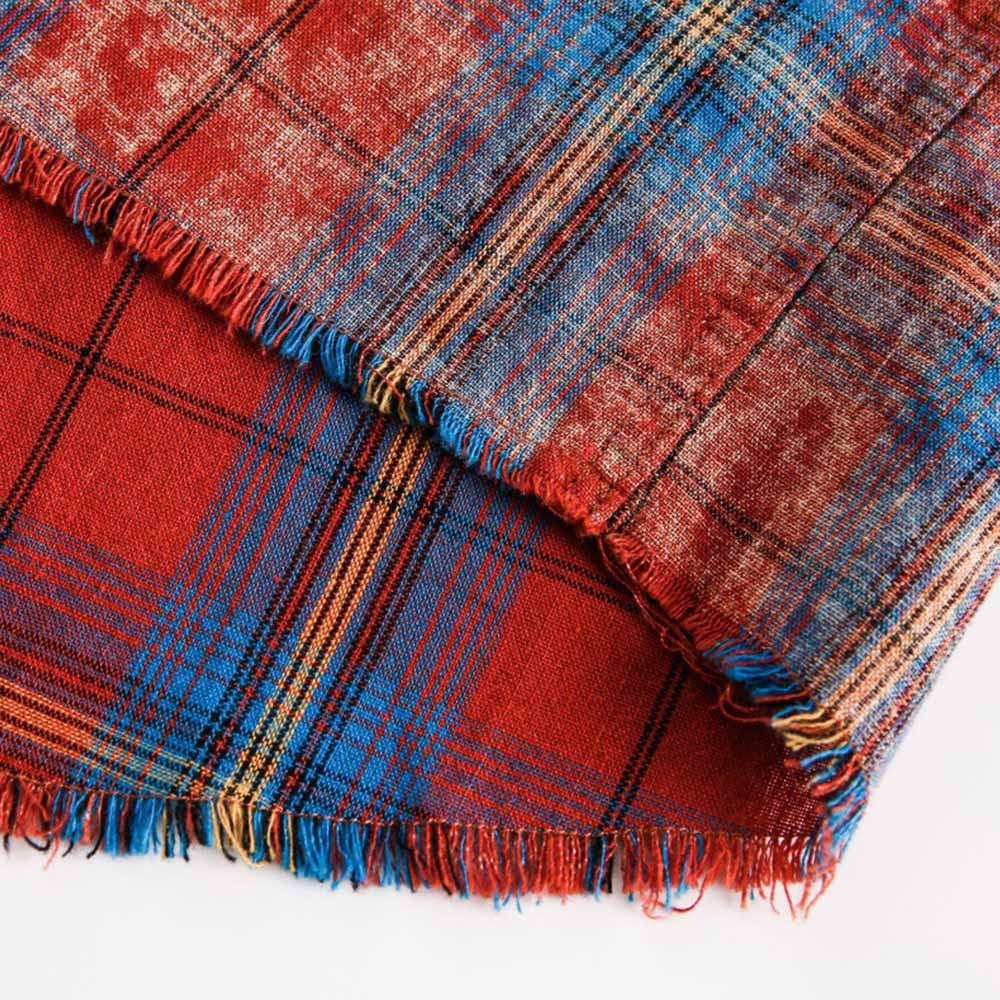 アメカジ　絞り染めチェックシャツ