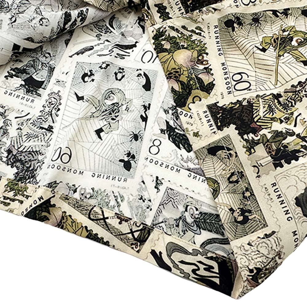 レトロ風切手コラージュ「孫悟空」柄半袖シャツ