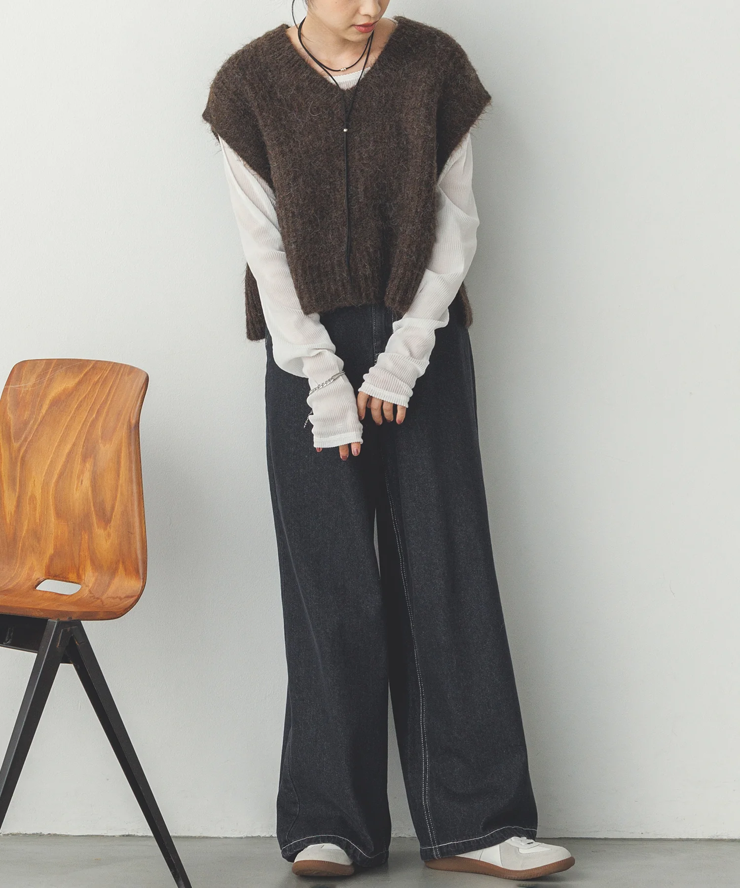 前後２WAY ショートニットベスト