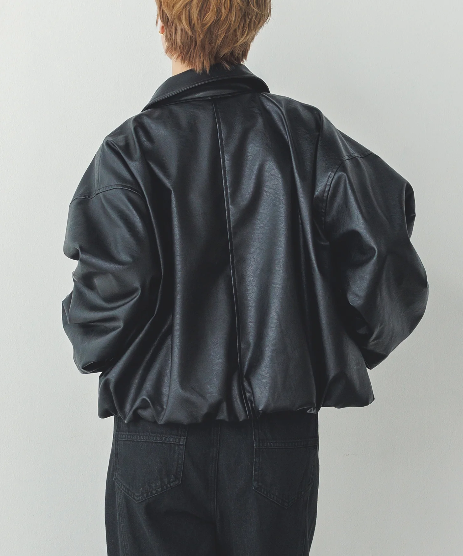 フェイクレザー バルーンブルゾン