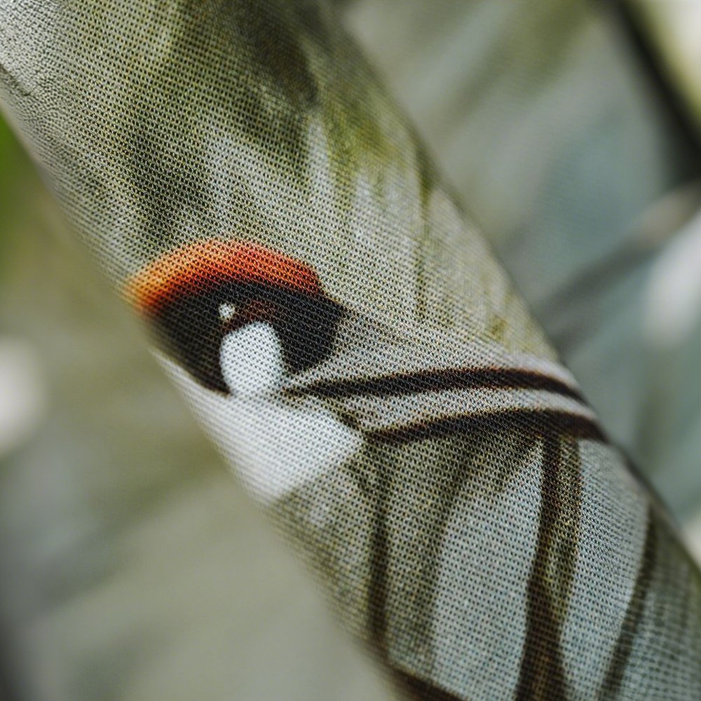 「松と鶴」プリント　シワ防止接触冷感開襟シャツ