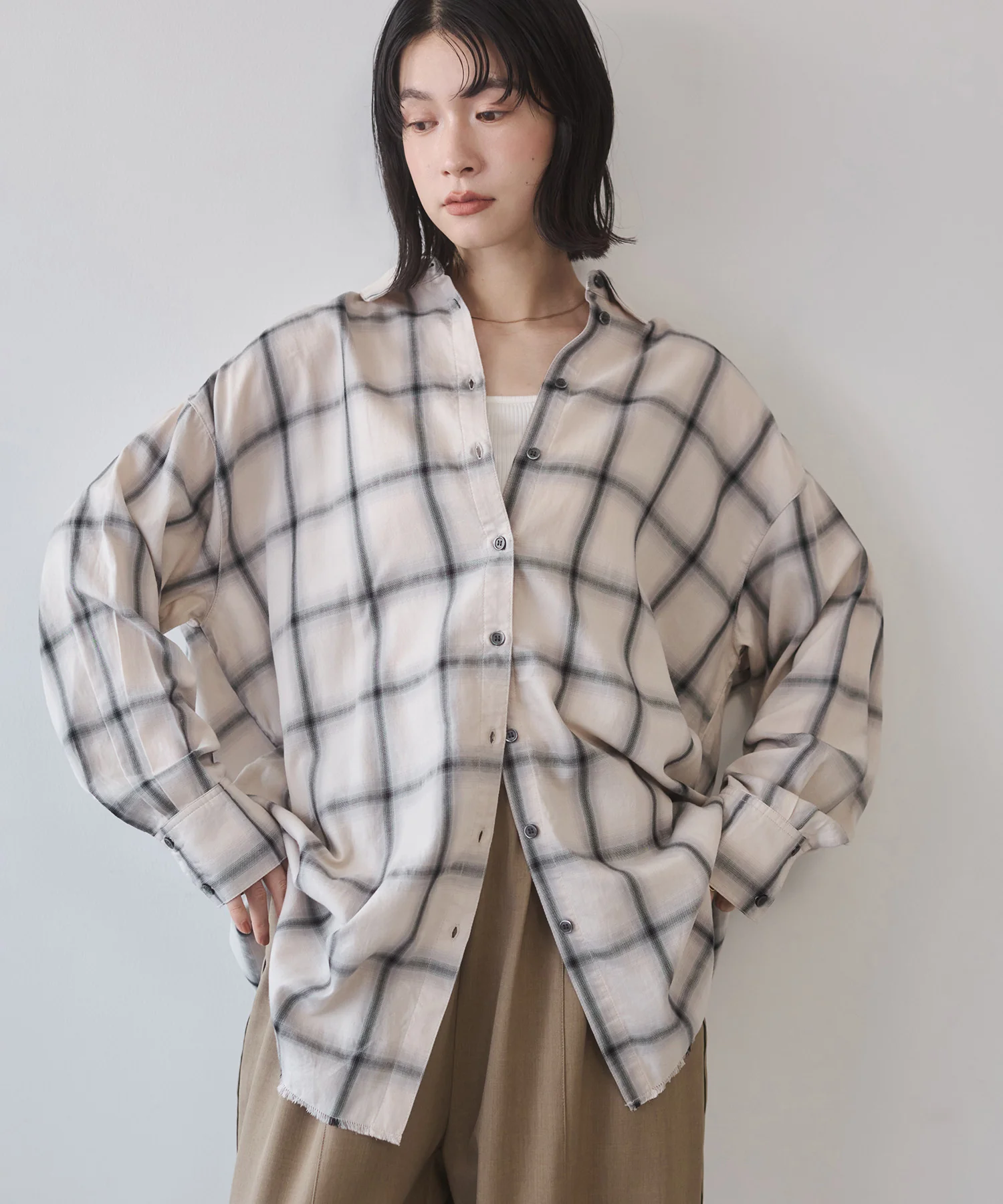 オンブレチェック オーバーシャツ