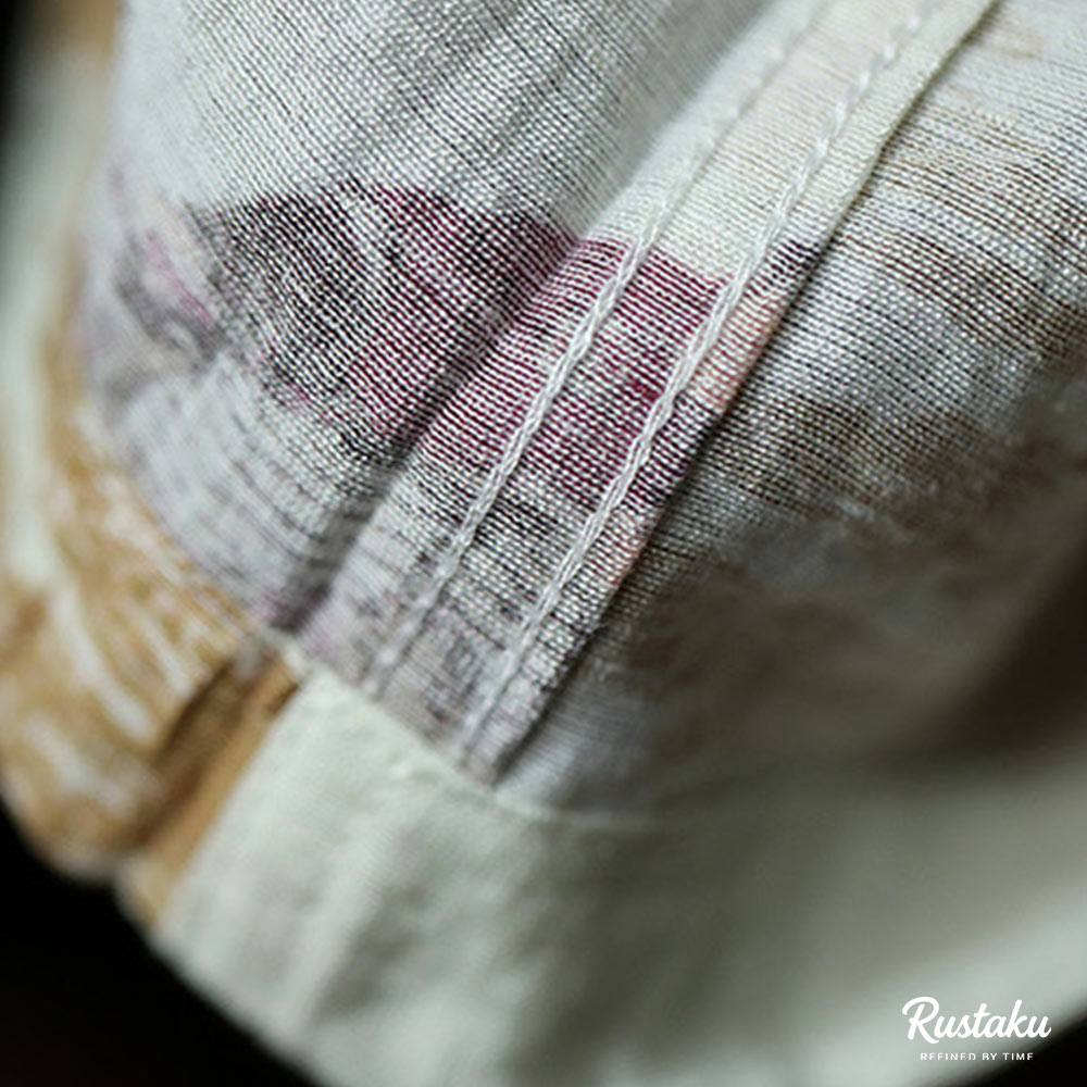 リネン混紡　浮世絵「侍の骸骨」総柄キューバシャツ