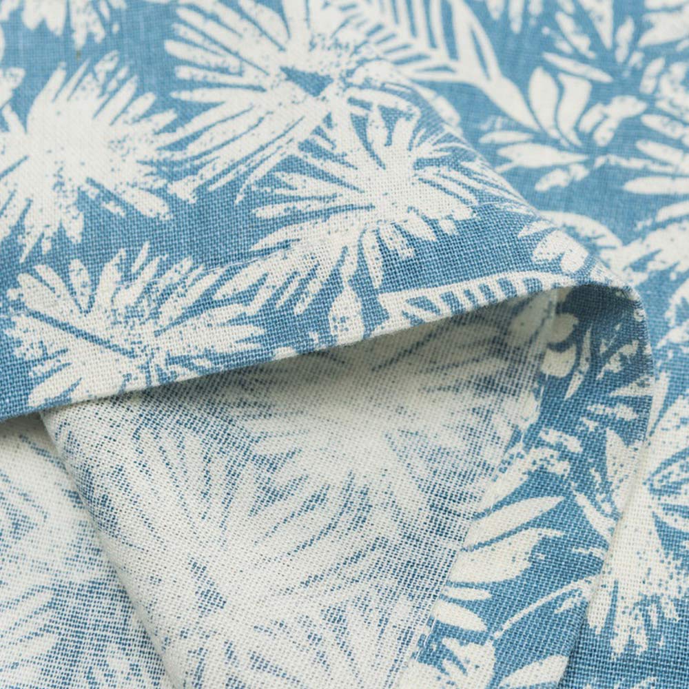 ハンドメイド調植物柄コットンリネンシャツ半袖