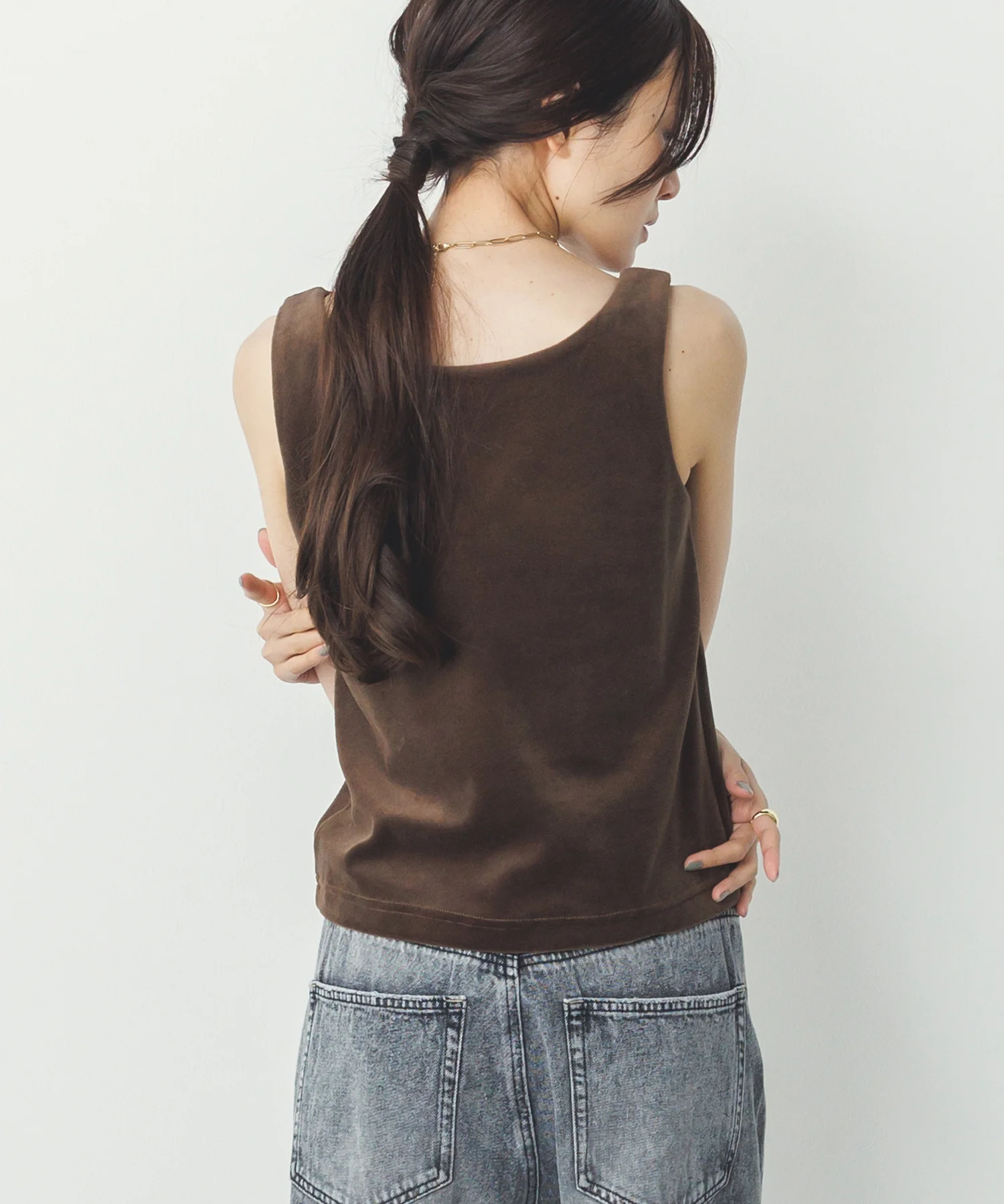 前後2WAY ベロア スクエアタンク