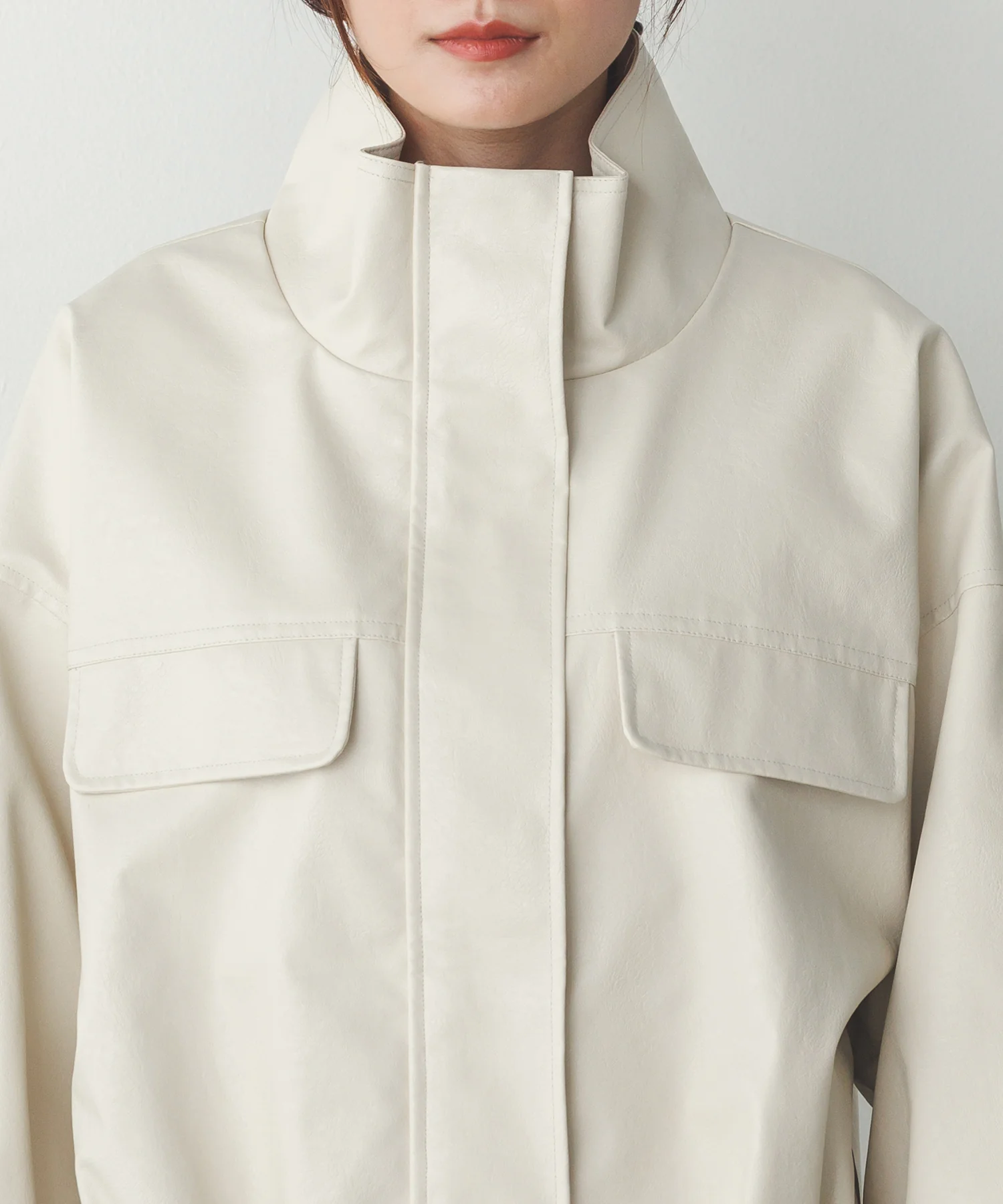 フェイクレザー オーバーブルゾン