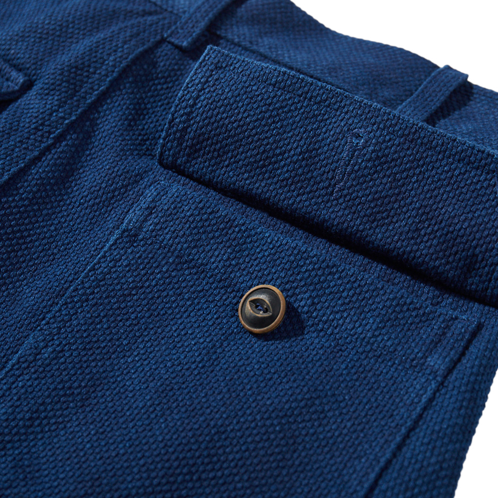 藍染刺し子生地の OG107復刻ワークパンツ