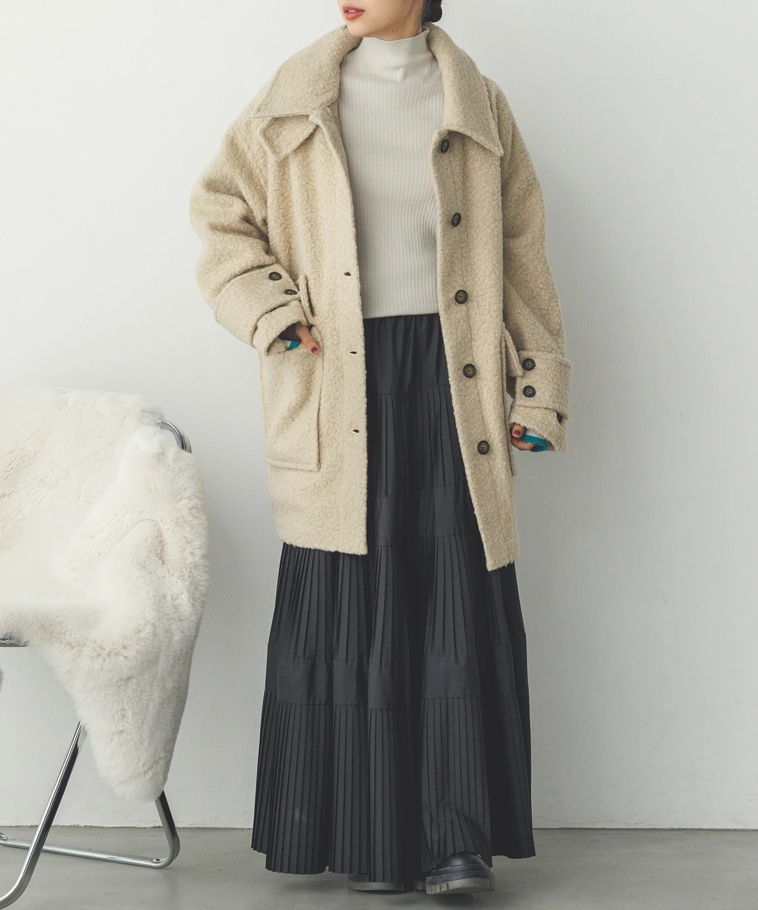 ブークレ ミドルシャツコート