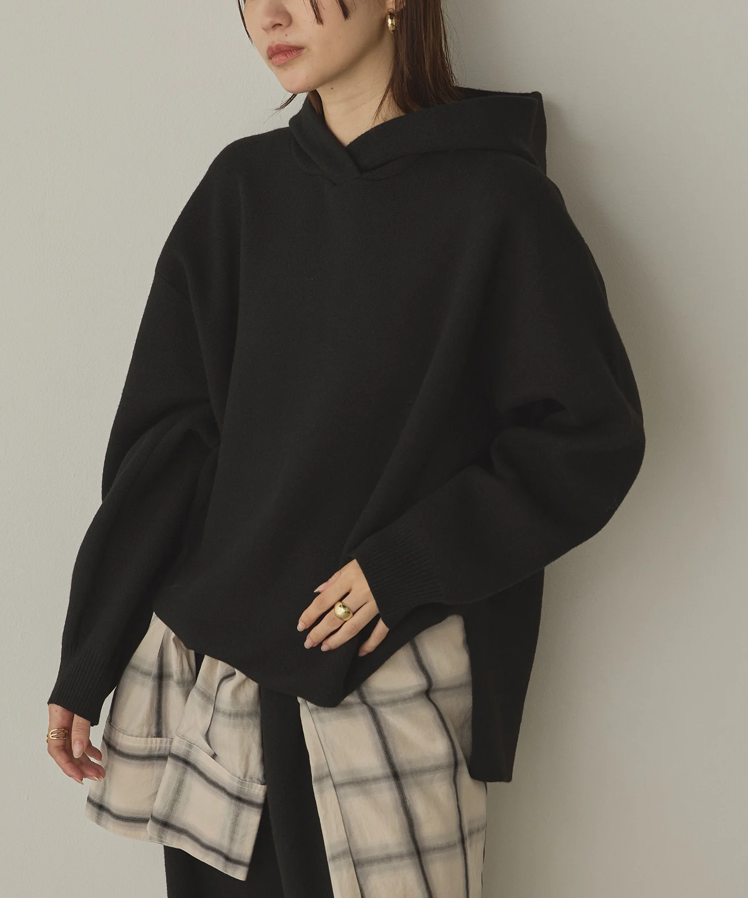 ニット フードパーカー