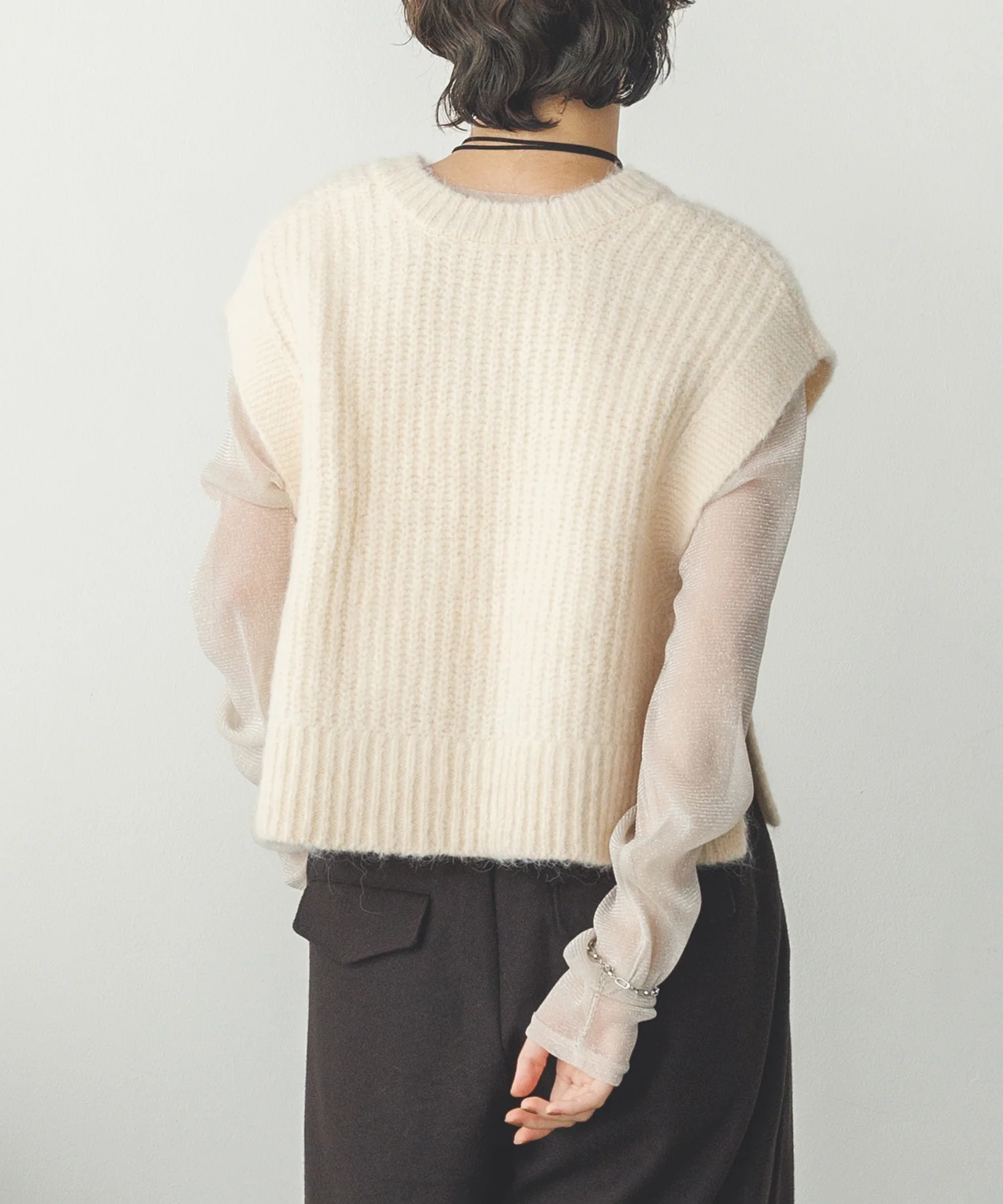 前後２WAY ショートニットベスト