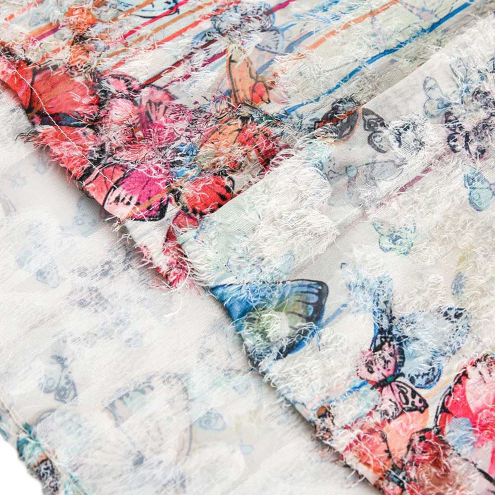 アメカジ蝶柄フリンジジャカードシャツ 半袖 