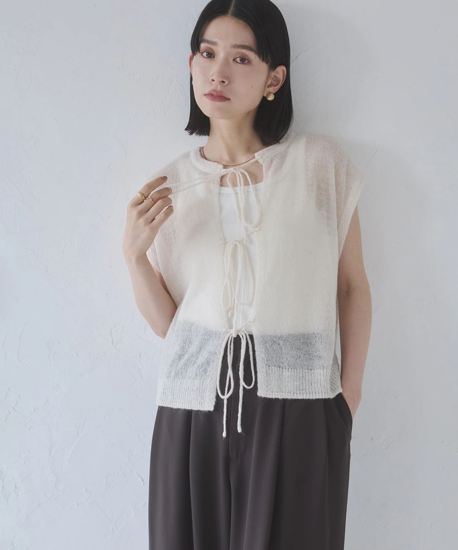 前後2WAY バックリボンシアーニット