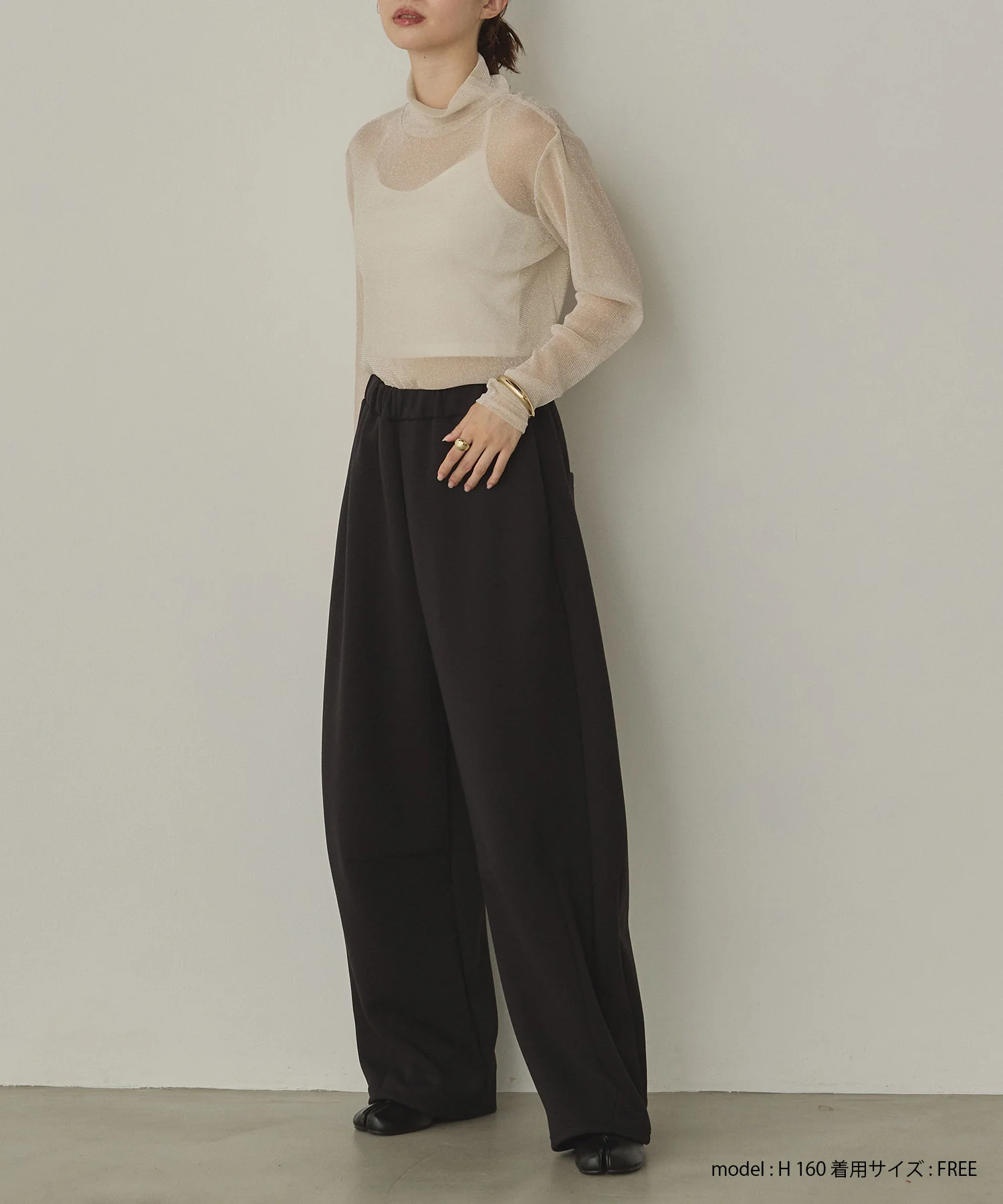 【新色追加】ラメシアー ハイネックトップス