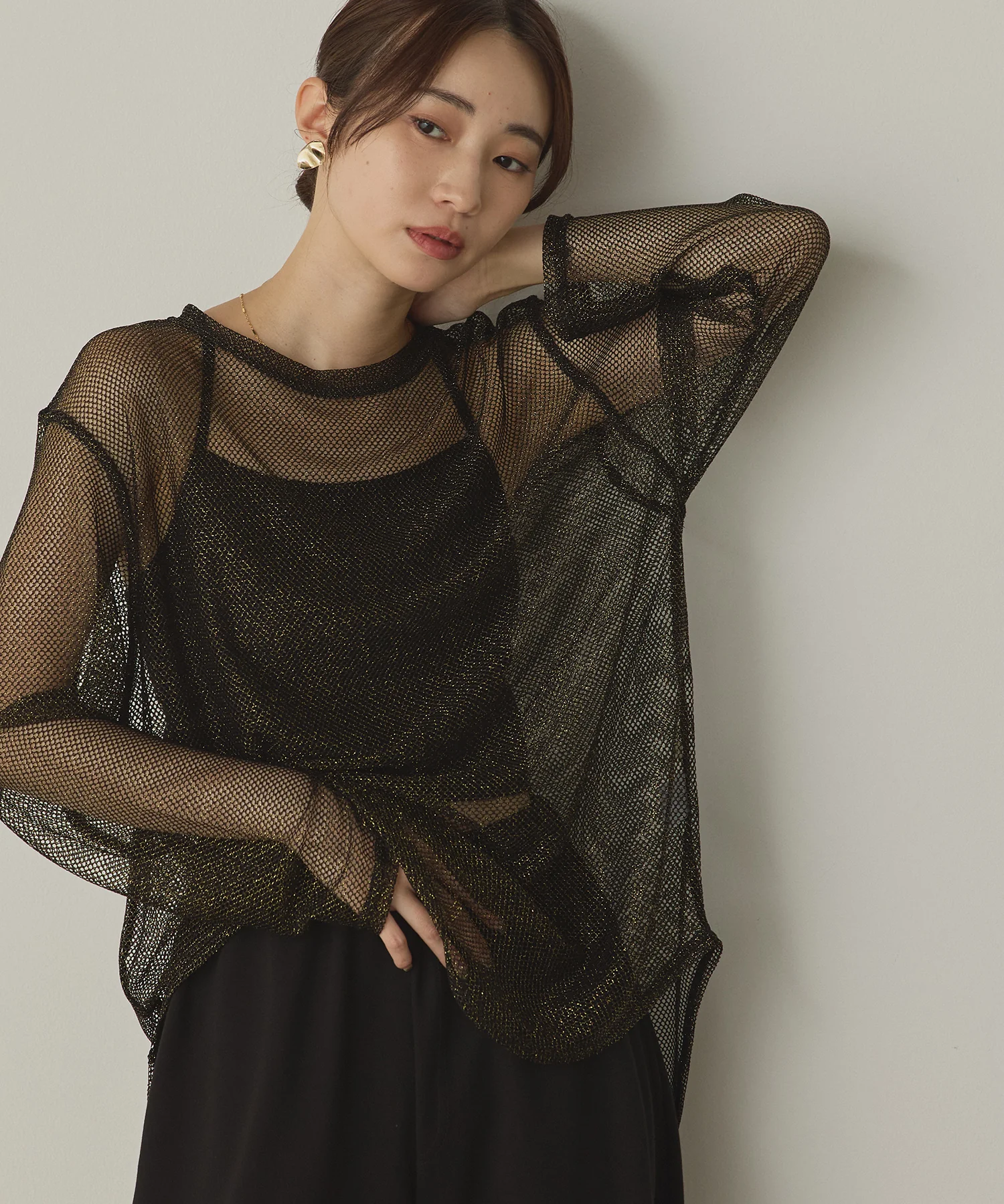 ラメメッシュ クルーロンT