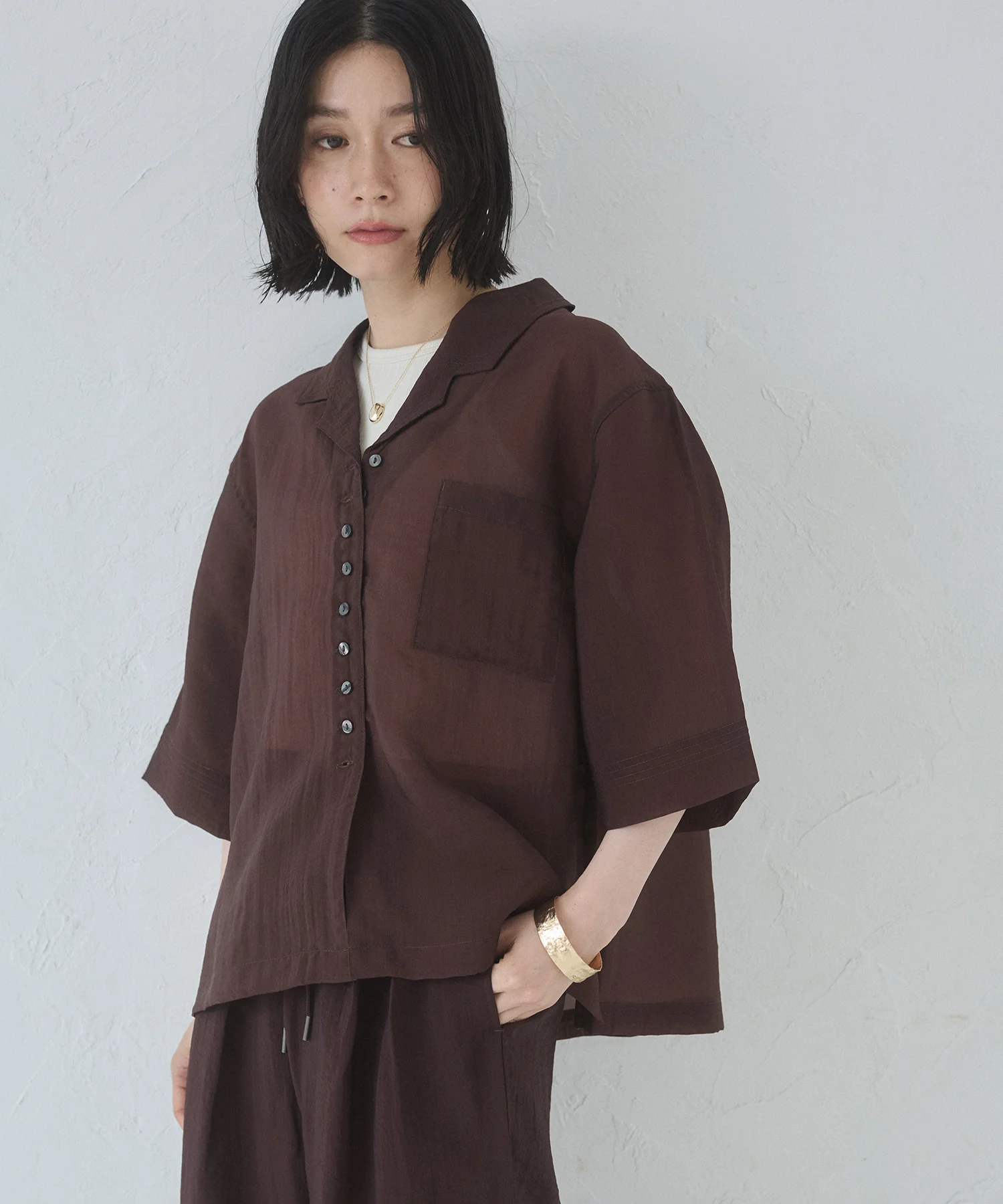 半袖 ツヤシアーシャツ