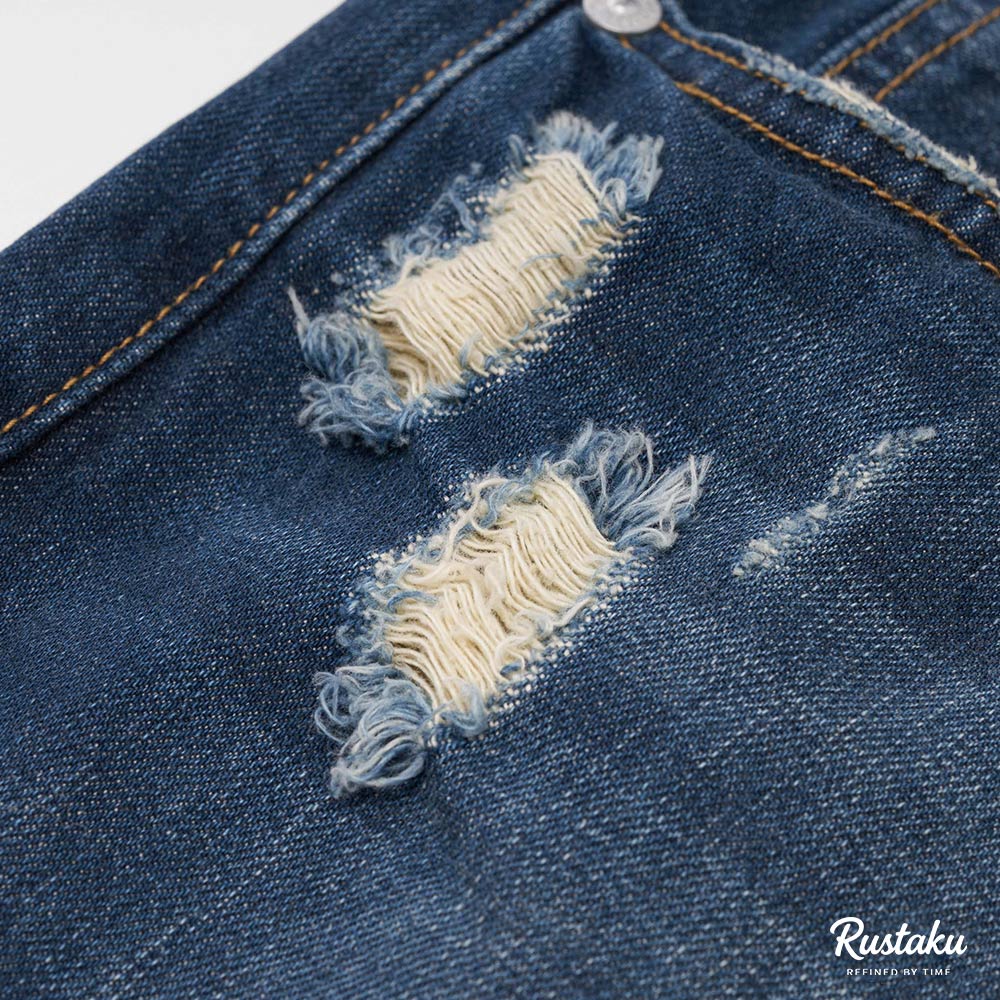 ヴィンテージ加工セルビッチデニム九分丈