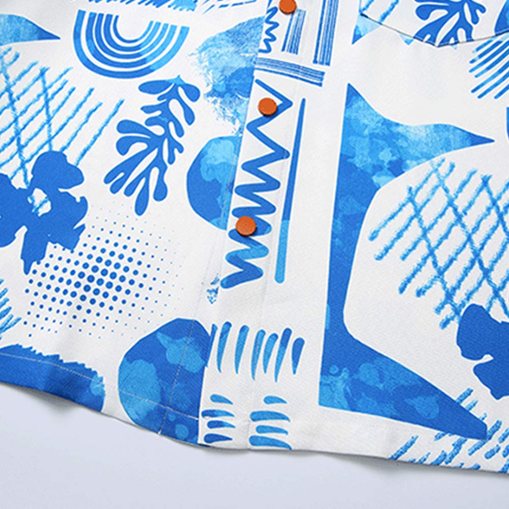 トロピカル抽象グラフィックプリント 開襟シャツ