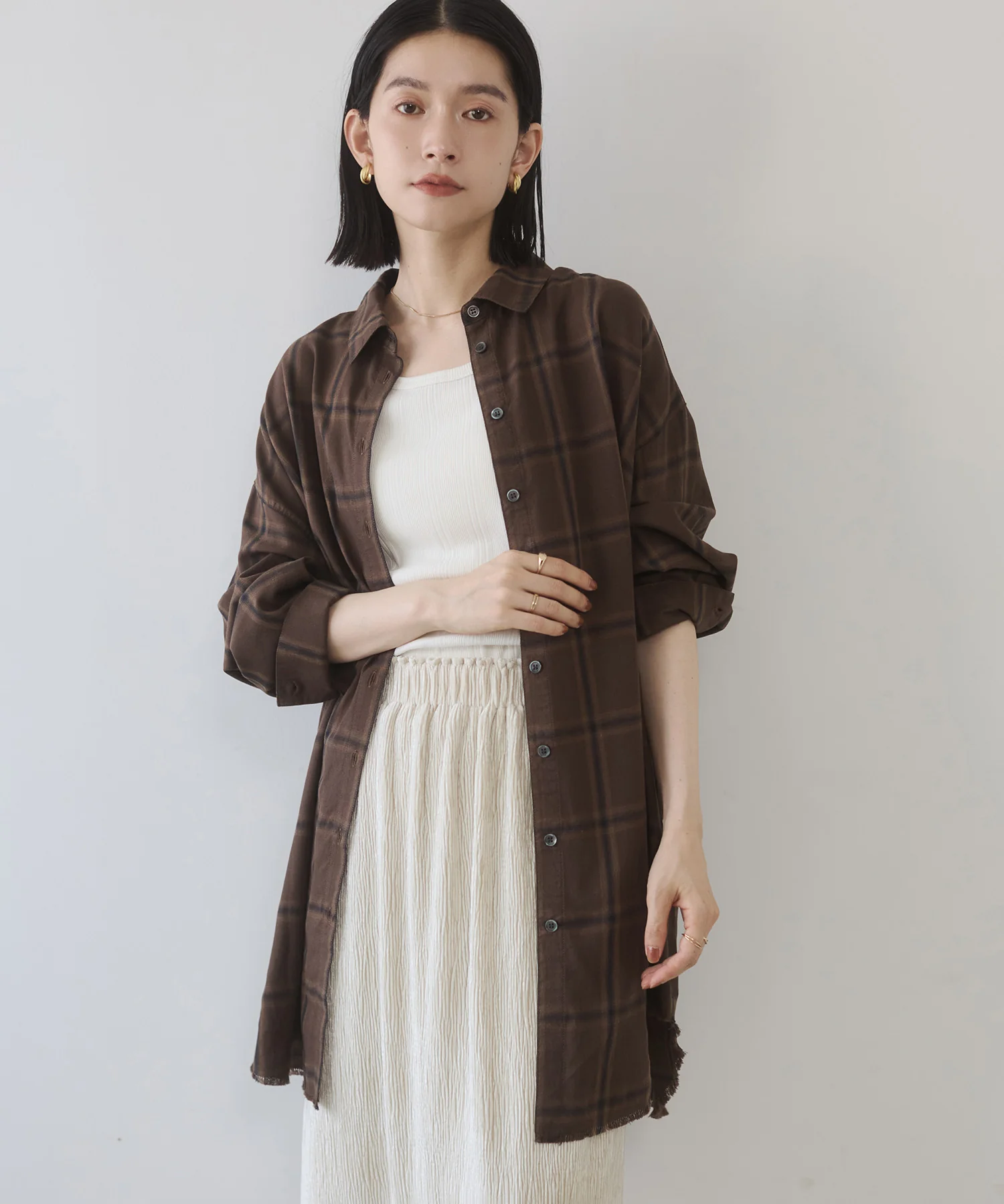 オンブレチェック オーバーシャツ