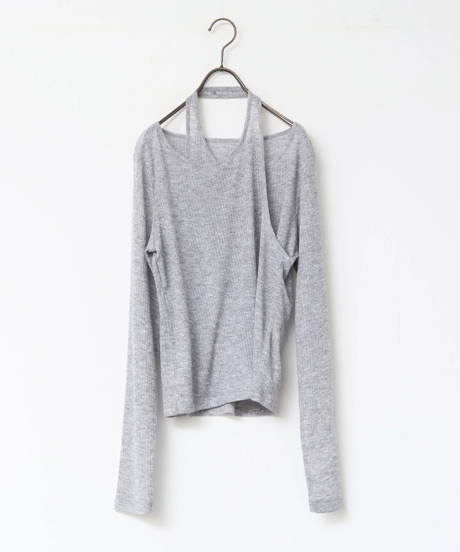 【WEB限定/別注】ランダムリブ レイヤード シアートップス