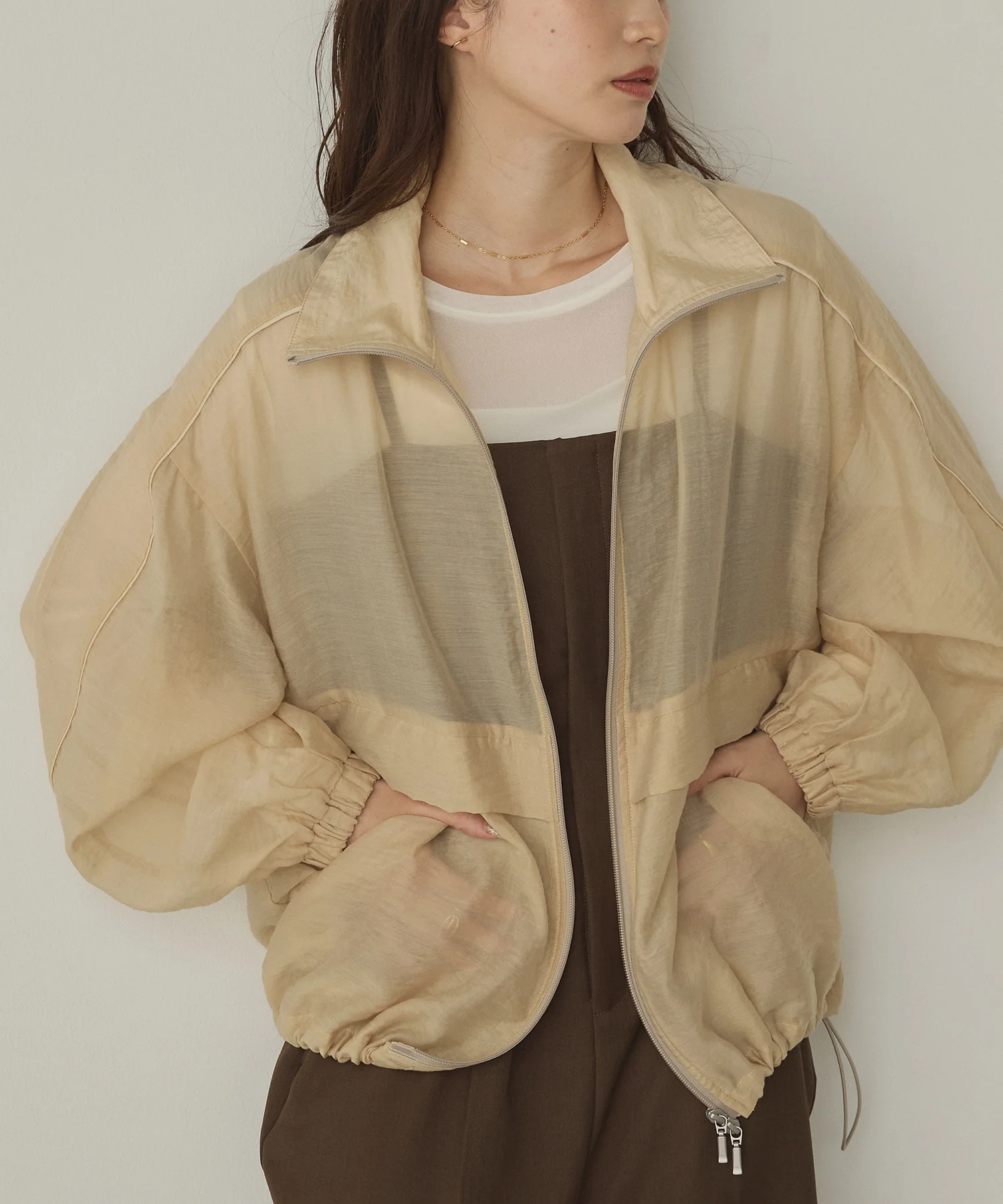 セルロース ナイロンシアー Wジップブルゾン