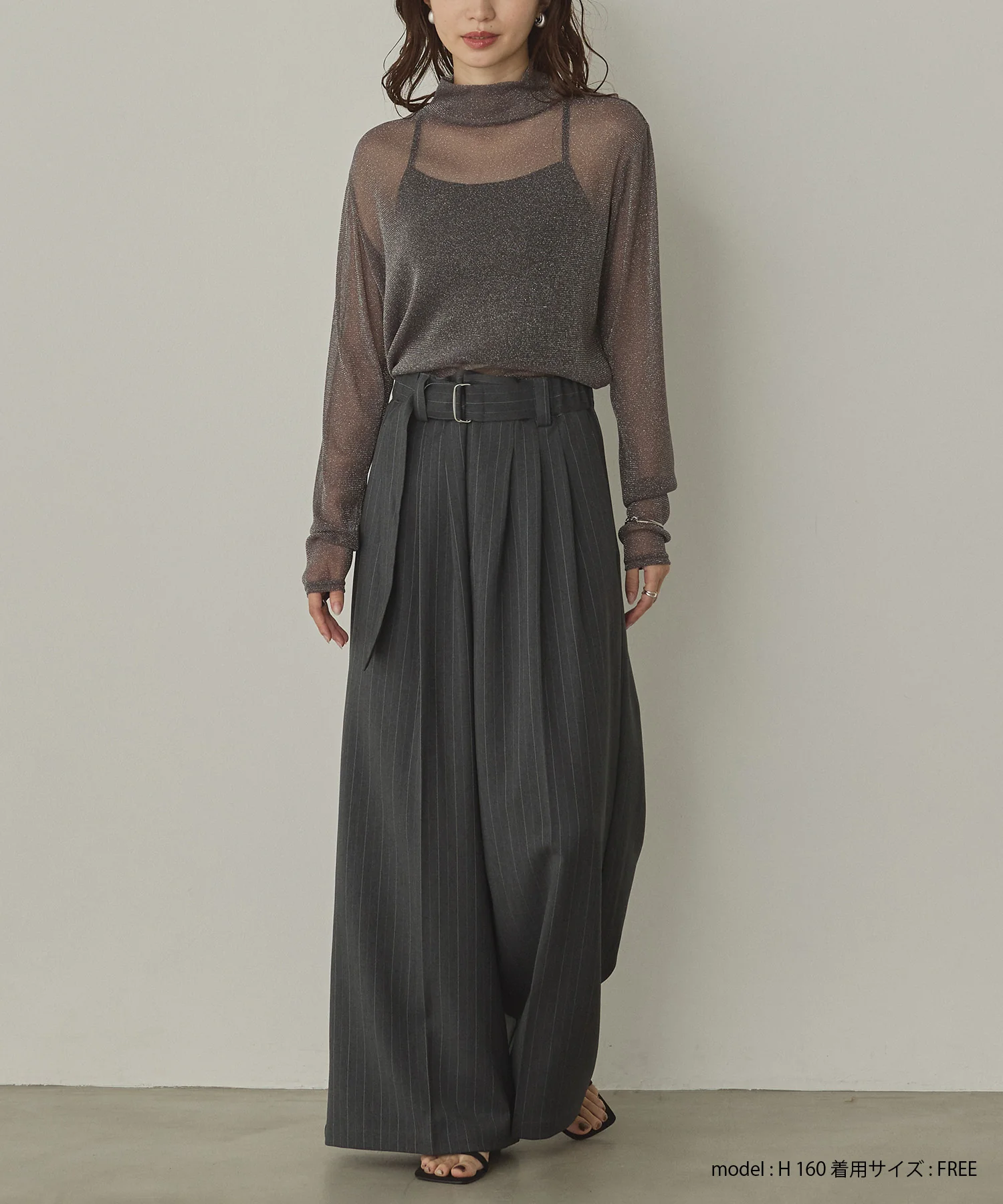 【新色追加】ラメシアー ハイネックトップス