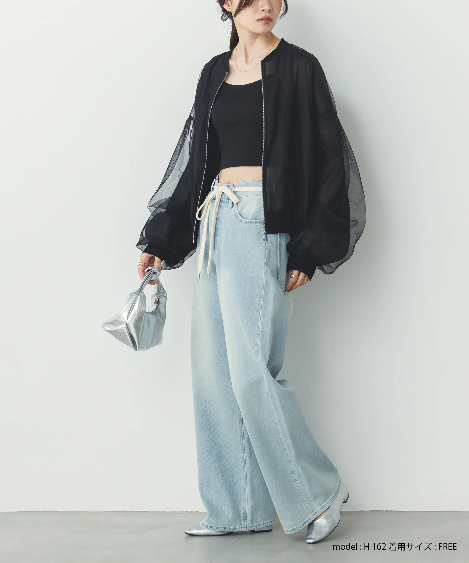 チュールシアー チェックブルゾン