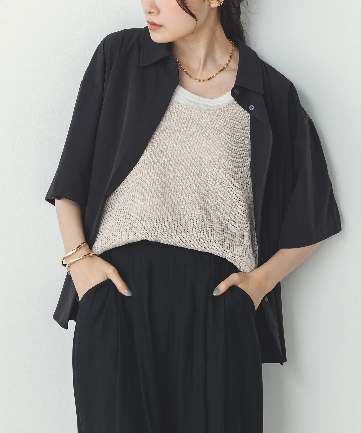 【新色追加】【接触冷感】 バックタックシャツ