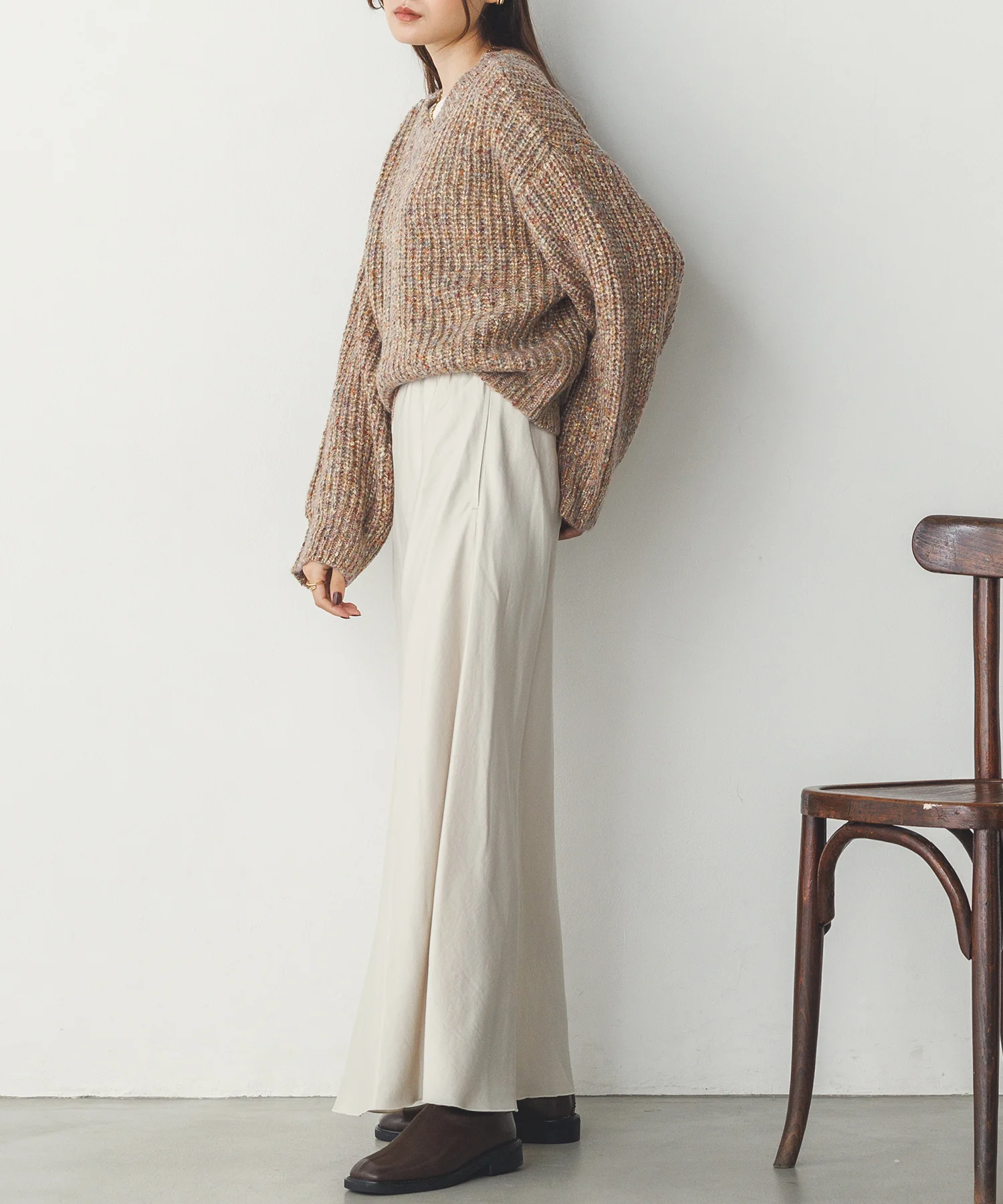 ラメ混ワイドショートニット