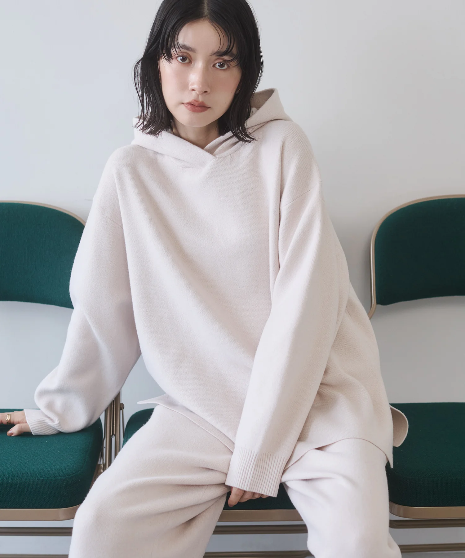 ニット フードパーカー