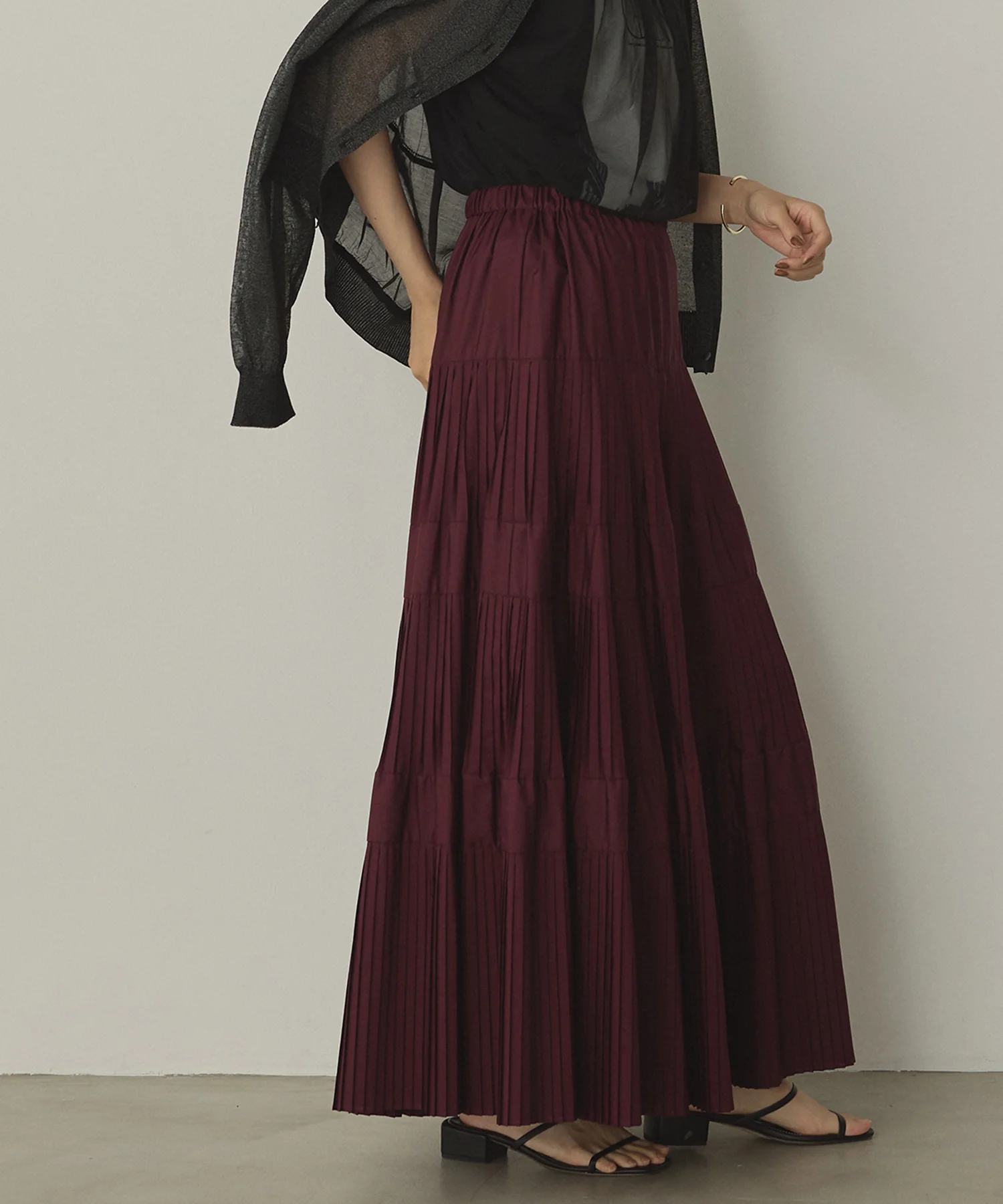 【新色追加】プリーツティアードスカート